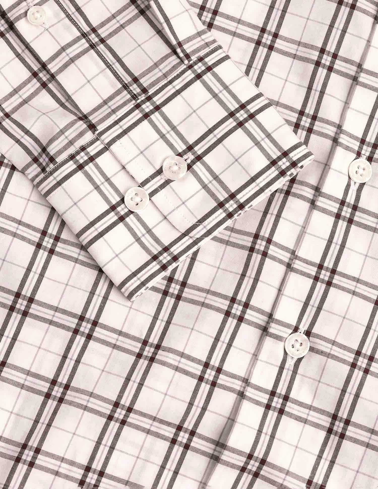 Grid Tattersall Checked Tailored Fit Shirt Maroon - U.S. Polo Assn. India | Large