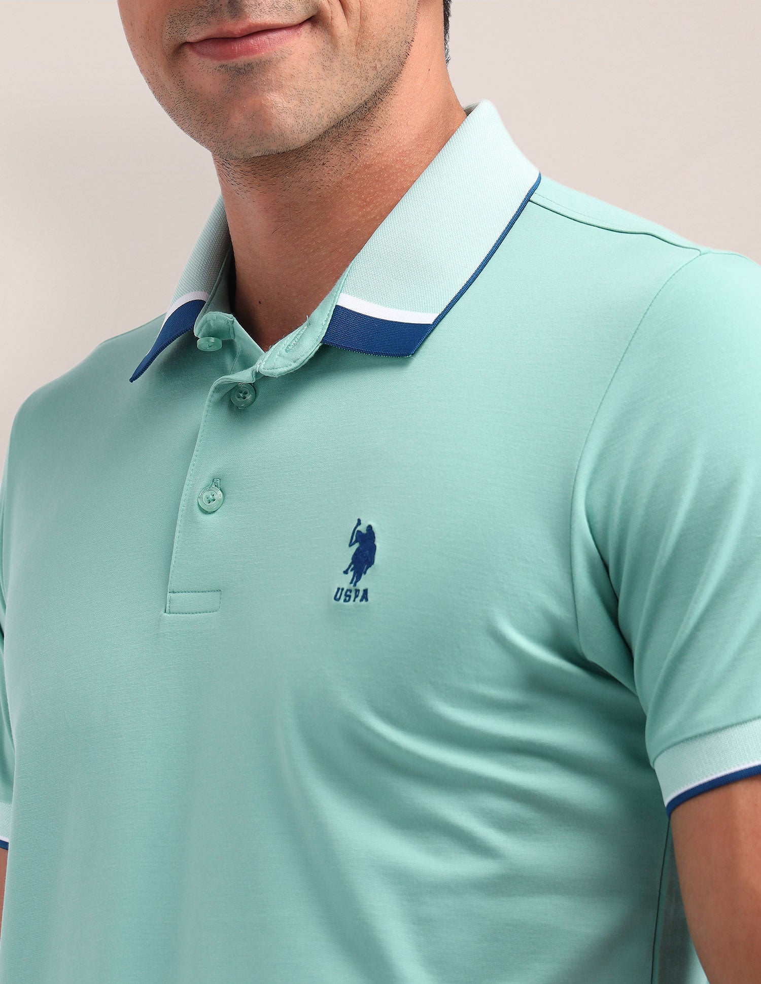 Solid Slim Fit Polo Shirt Green - U.S. Polo Assn. India | Large