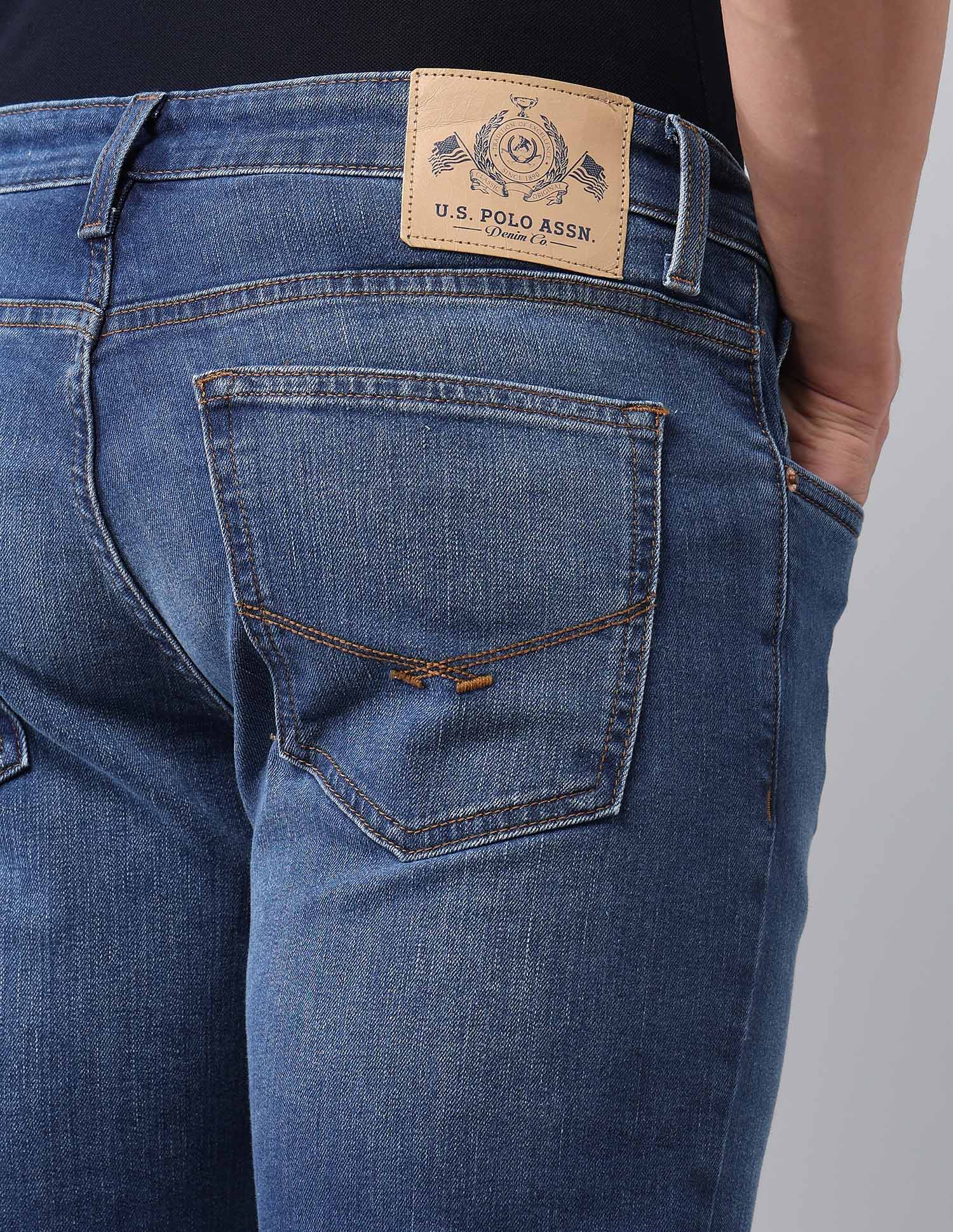 Brandon Slim Tapered Fit Blue Jeans Med Blue - U.S. POLO ASSN. | Large