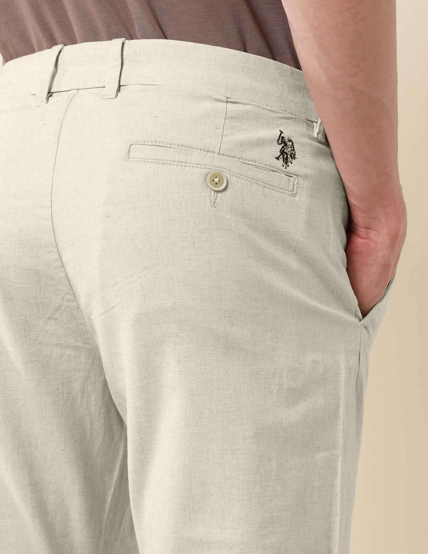 Austin Slim Fit Satin Trousers Grey - U.S. Polo Assn. India | Large