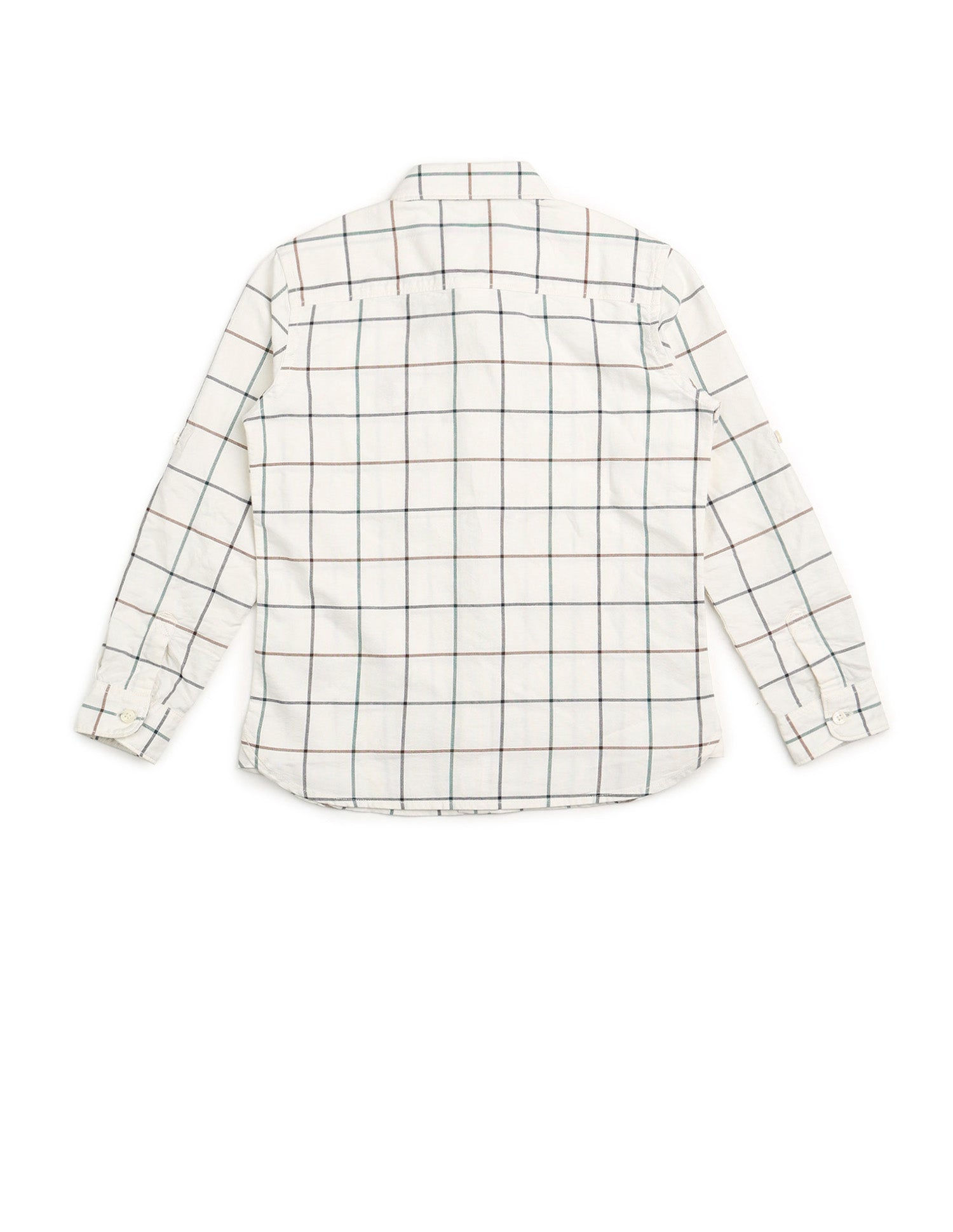 Boys Windowpane Checked Oxford Shirt Beige - U.S. POLO ASSN. | Large