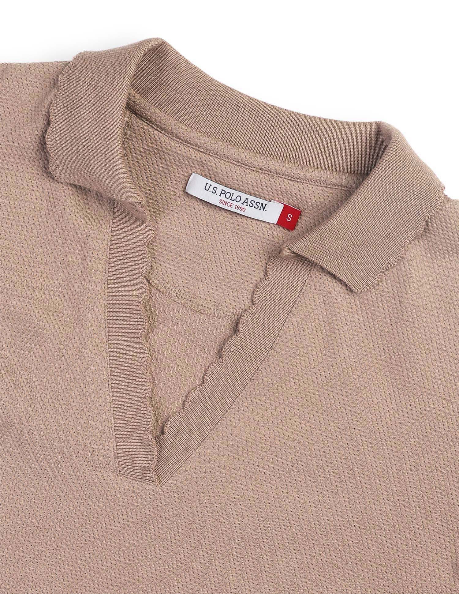 Regular Fit Textured Polo Shirt Light Brown - U.S. Polo Assn. India | Large