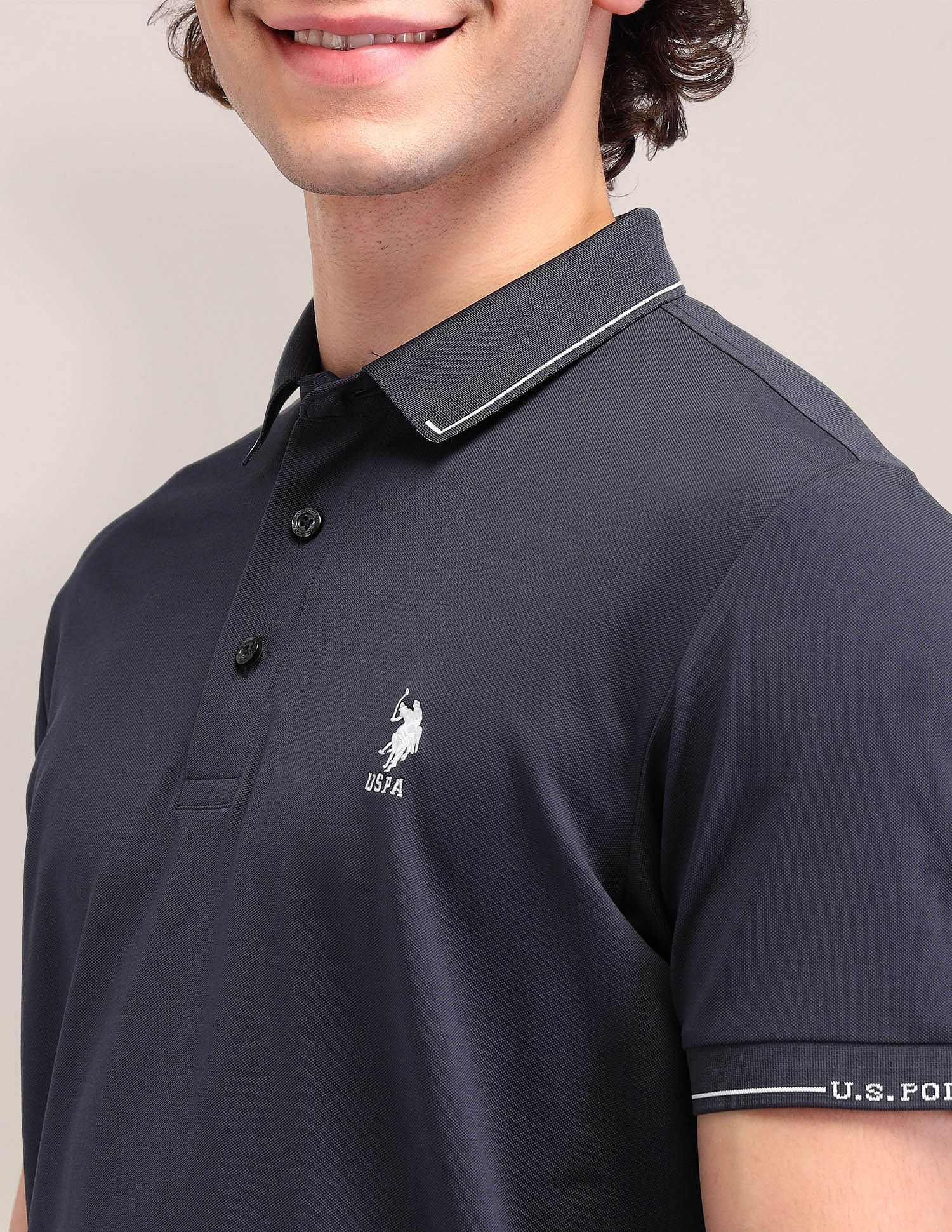 Solid Slim Fit Polo Shirt Grey - U.S. Polo Assn. India | Large