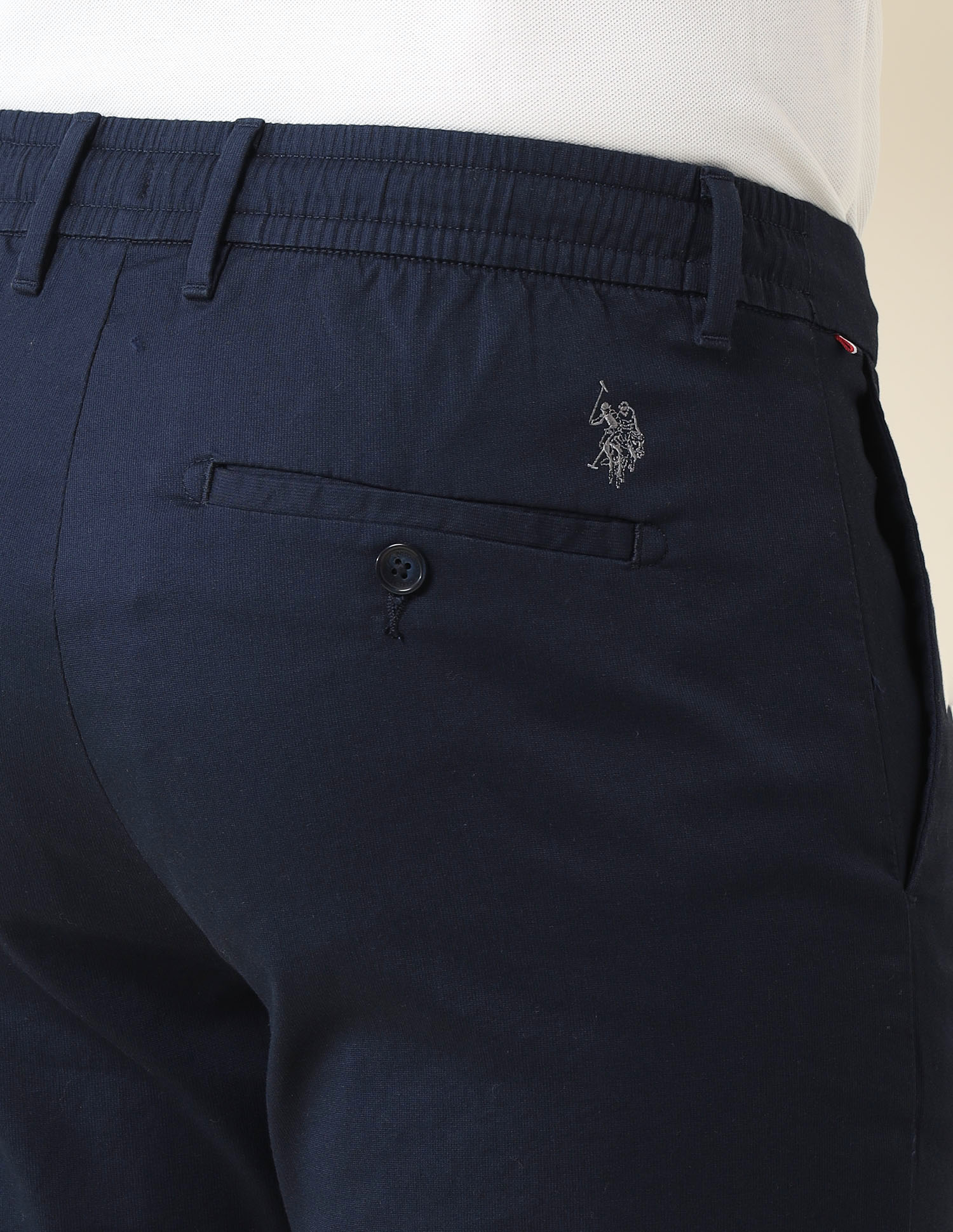 Henry Tapered Fit Dobby Bedford Trousers Navy - U.S. POLO ASSN. | Large