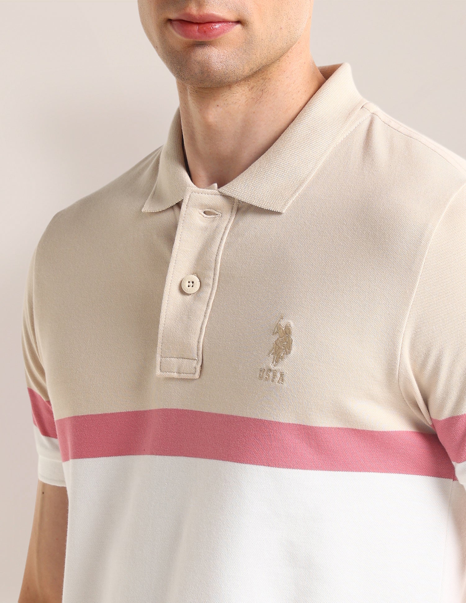 Colour Blocked Slim Fit Polo Shirt White - U.S. POLO ASSN. | Large