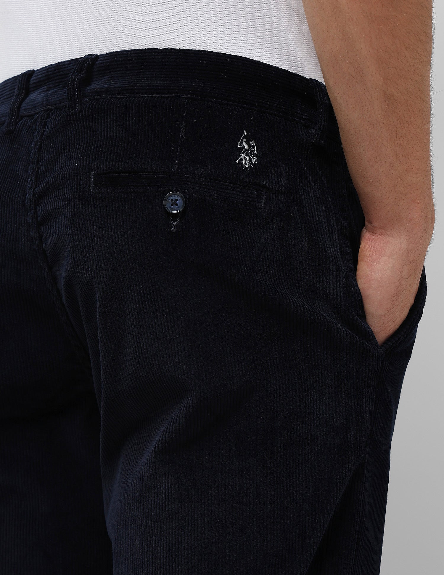 Riley Straight Fit Corduroy Trousers Navy - U.S. POLO ASSN. | Large
