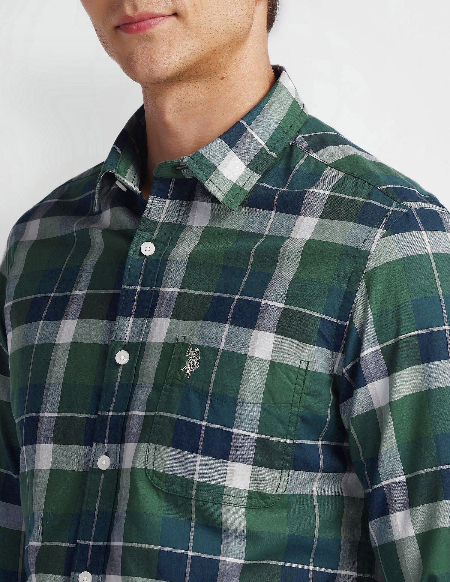 Tartan Check Slim Fit Shirt Navy - U.S. Polo Assn. India | Large