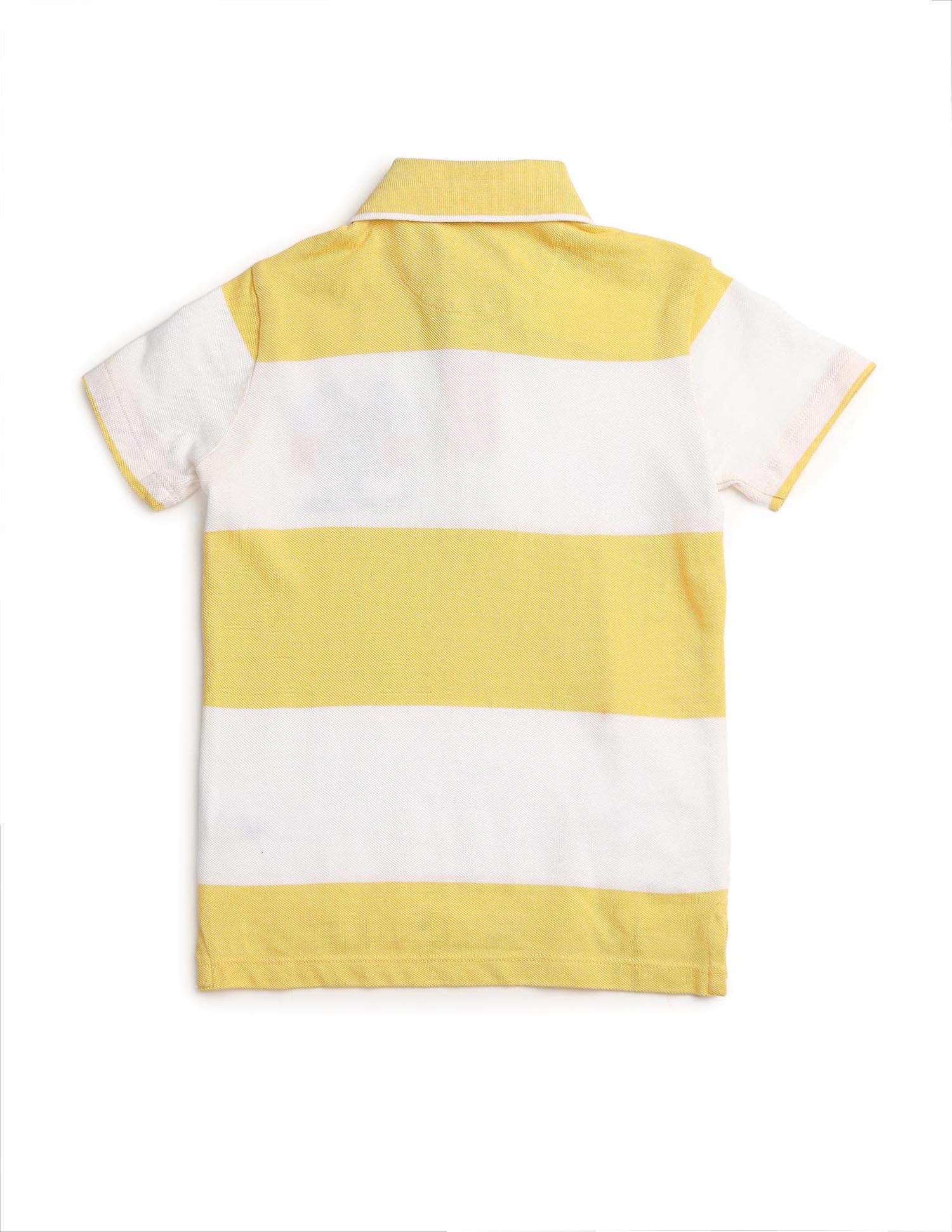Boys Horizontal Striped Regular Fit Polo Shirt Yellow - U.S. POLO ASSN. | Large