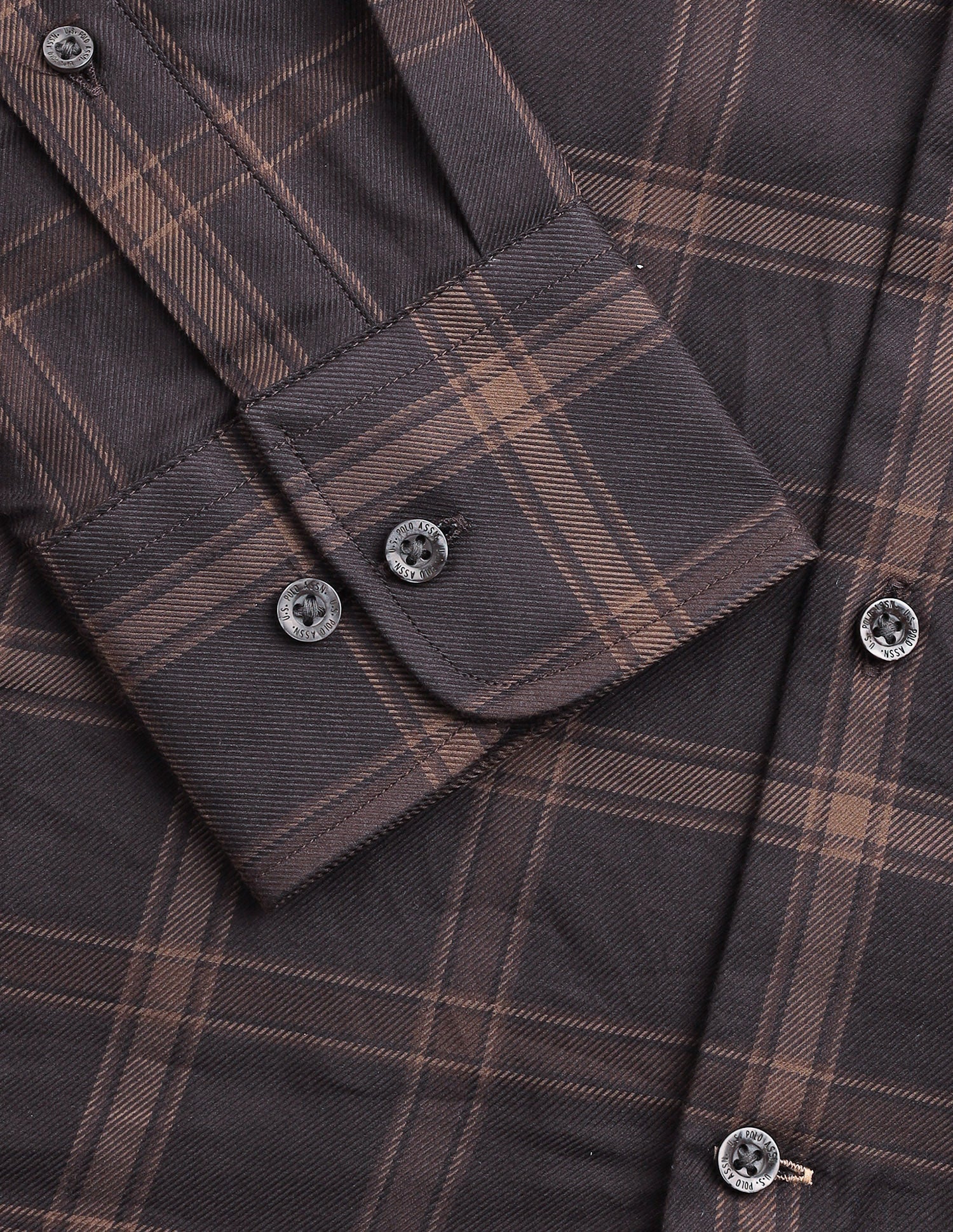 Grid Tattersall Checked Twill Shirt Choco - U.S. Polo Assn. India | Large