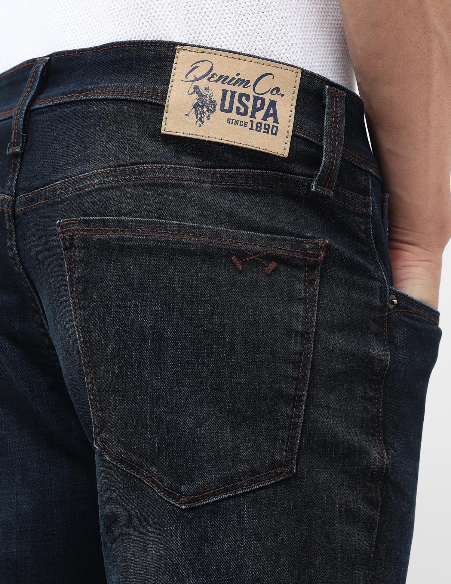 Brandon Slim Tapered Fit Blue Jeans Dark Blue - U.S. POLO ASSN. | Large