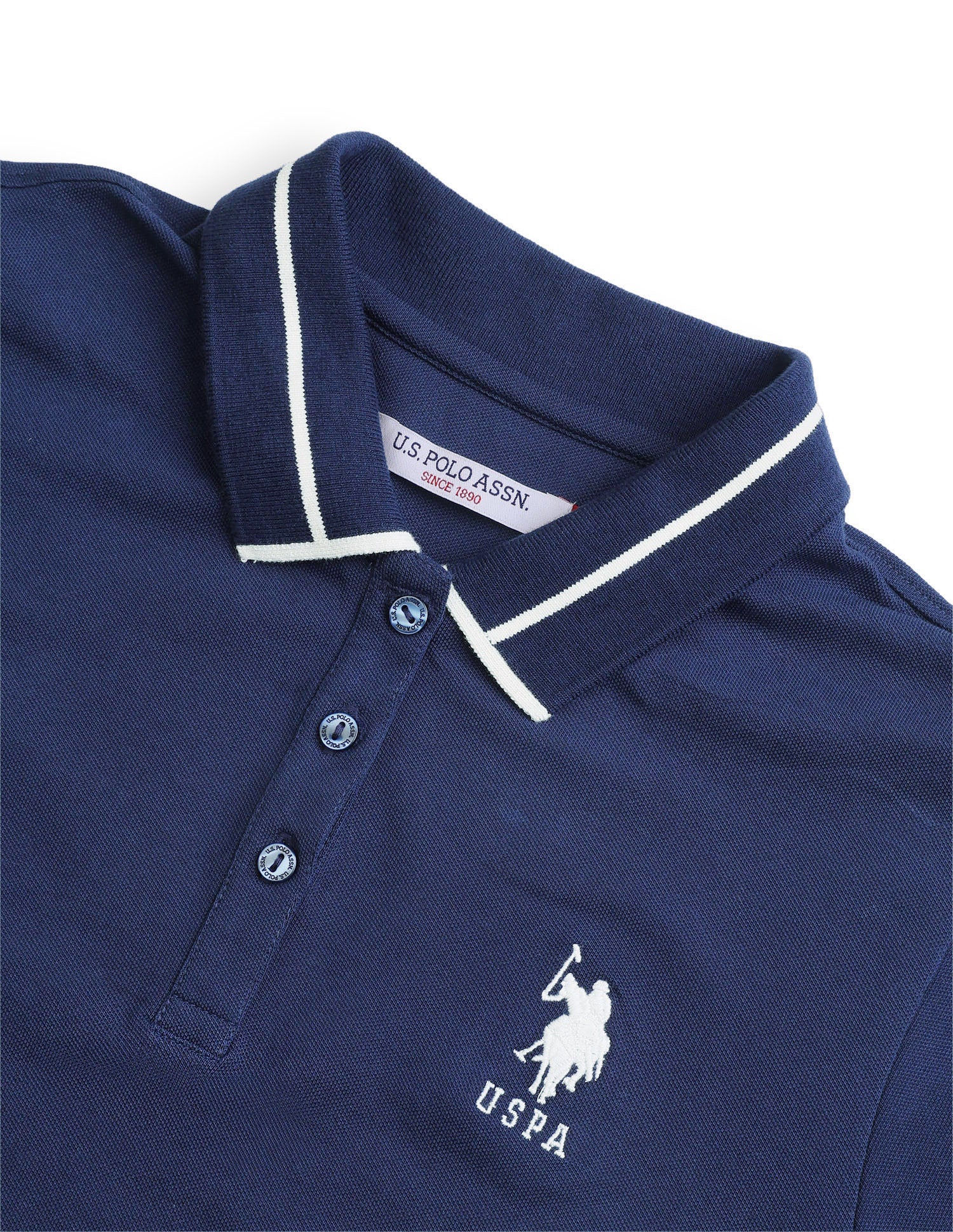 Solid Regular Fit Polo Shirt Navy - U.S. Polo Assn. India | Large