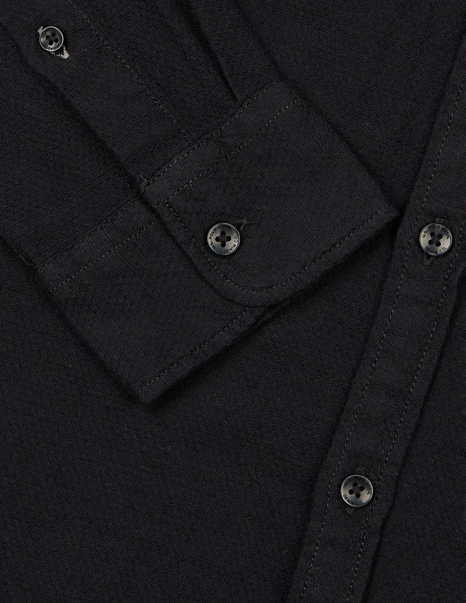 Pure Cotton Regular Fit Dobby Shirt Black - U.S. Polo Assn. India | Large