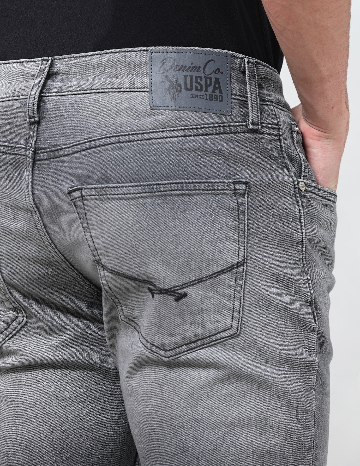 Harold Slim Straight Fit Grey Jeans Washed Grey - U.S. Polo Assn. India | Large