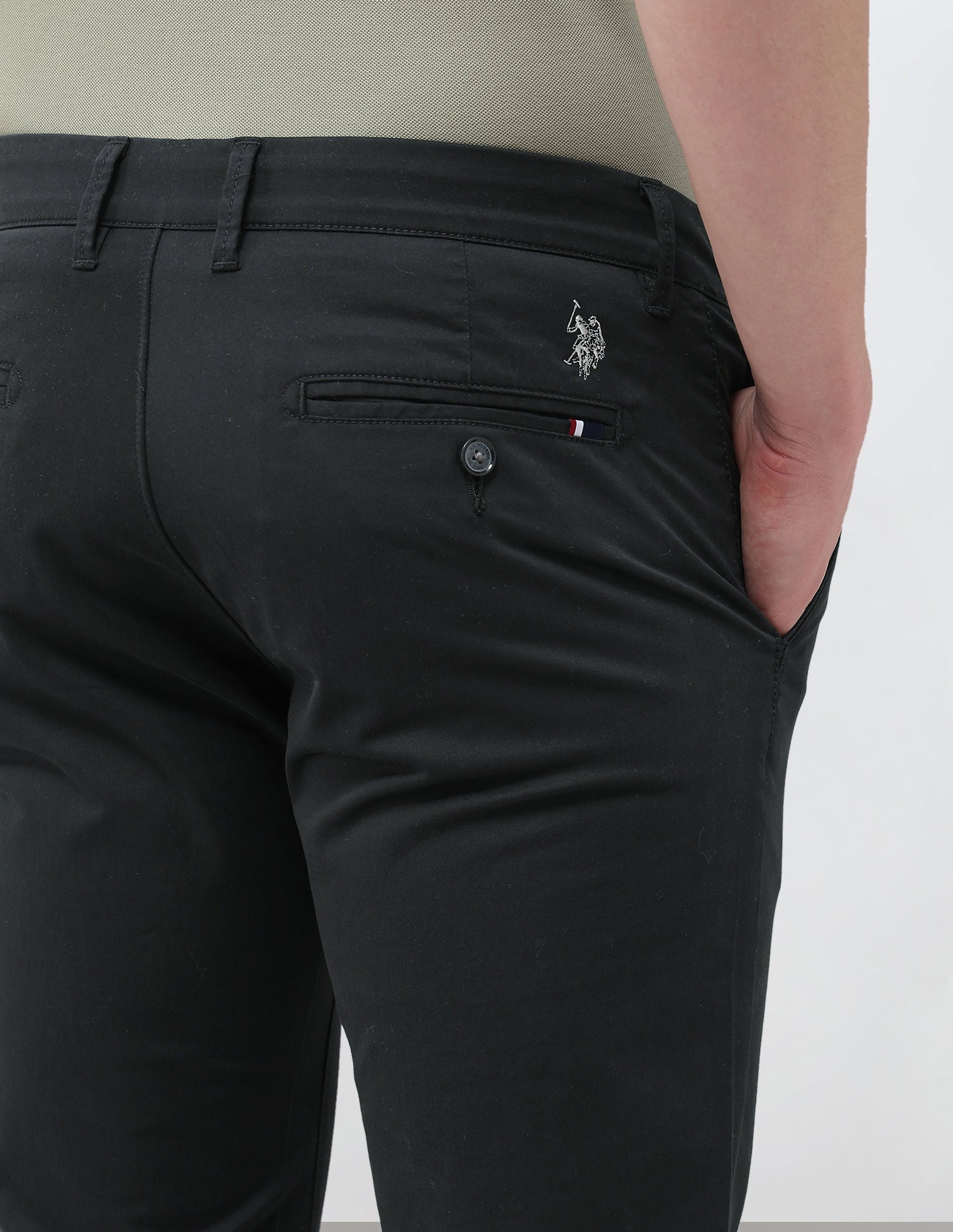 Slim Fit Satin Trousers Black - U.S. Polo Assn. India | Large