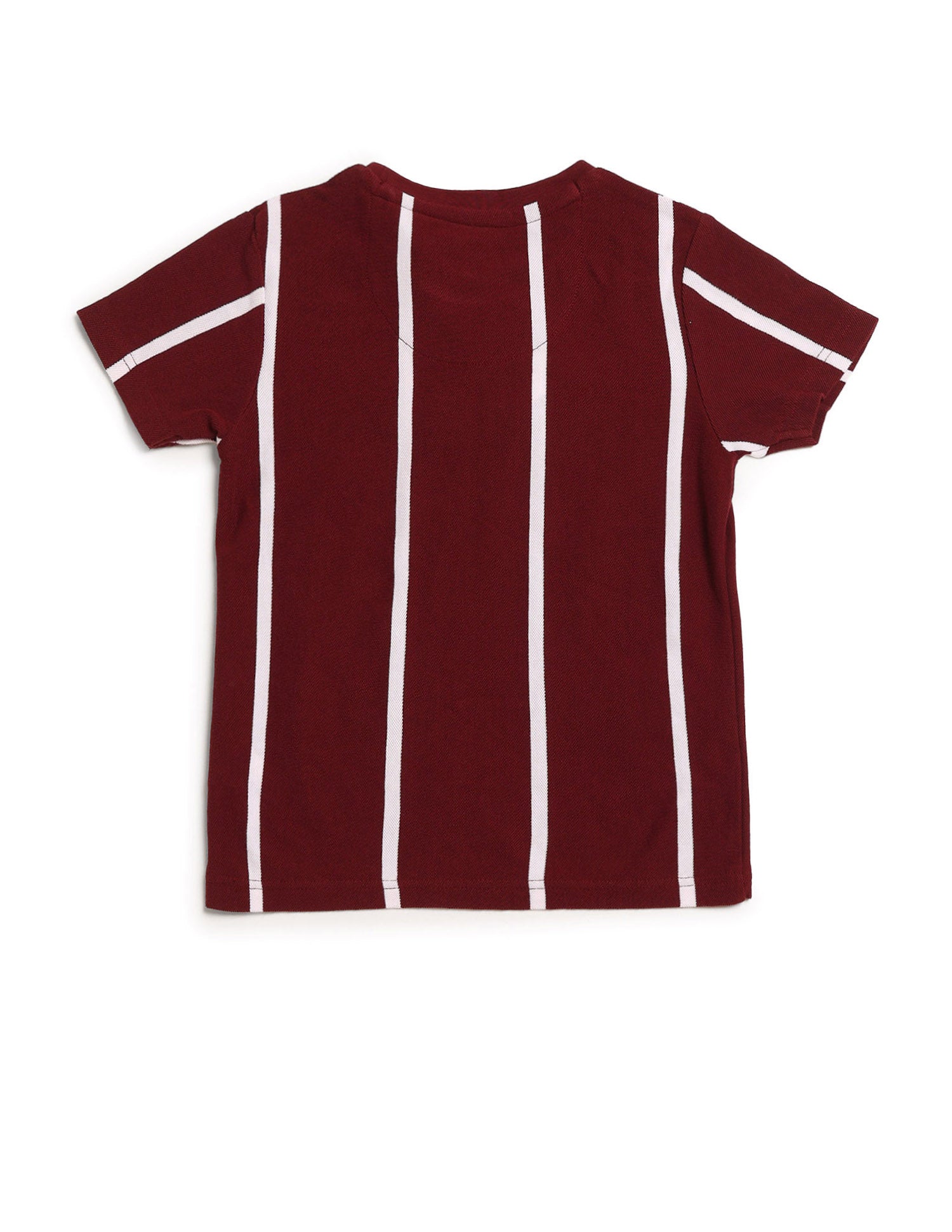 Boys Vertical Striped Regular Fit T-Shirt Maroon - U.S. POLO ASSN. | Large