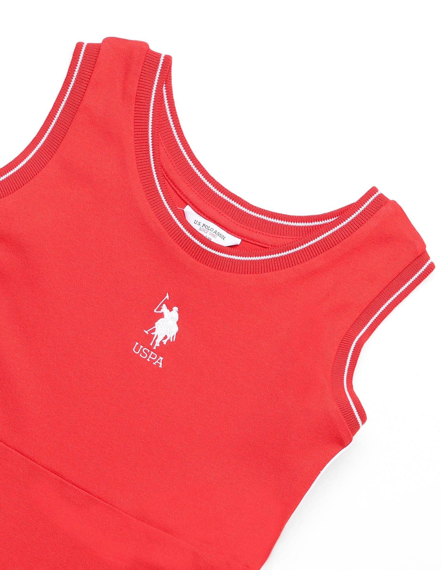 Girls Solid Fit And Flare Dress Red - U.S. POLO ASSN. | Large