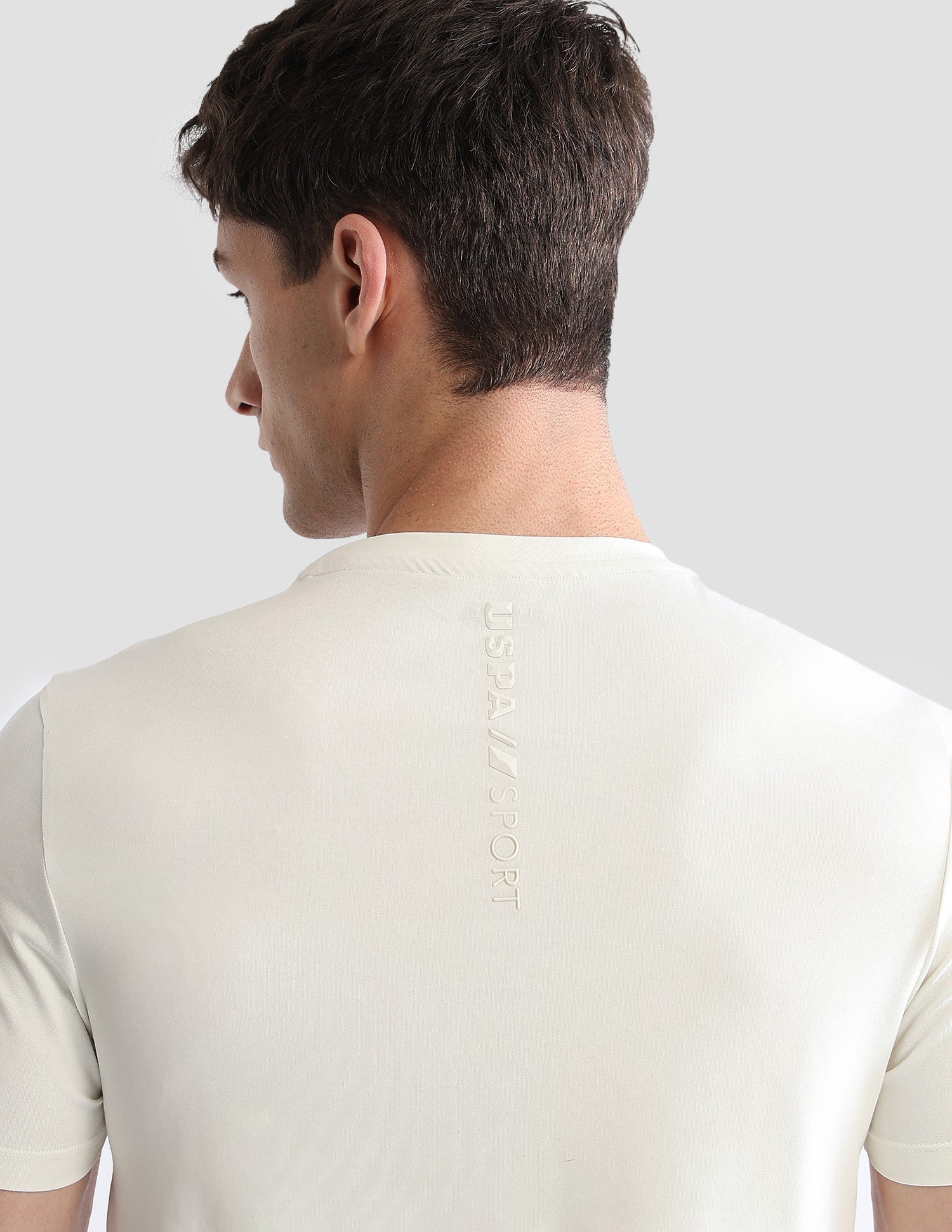 Brand Embossed Regular Fit Active T-Shirt Off White - U.S. POLO ASSN. | Large