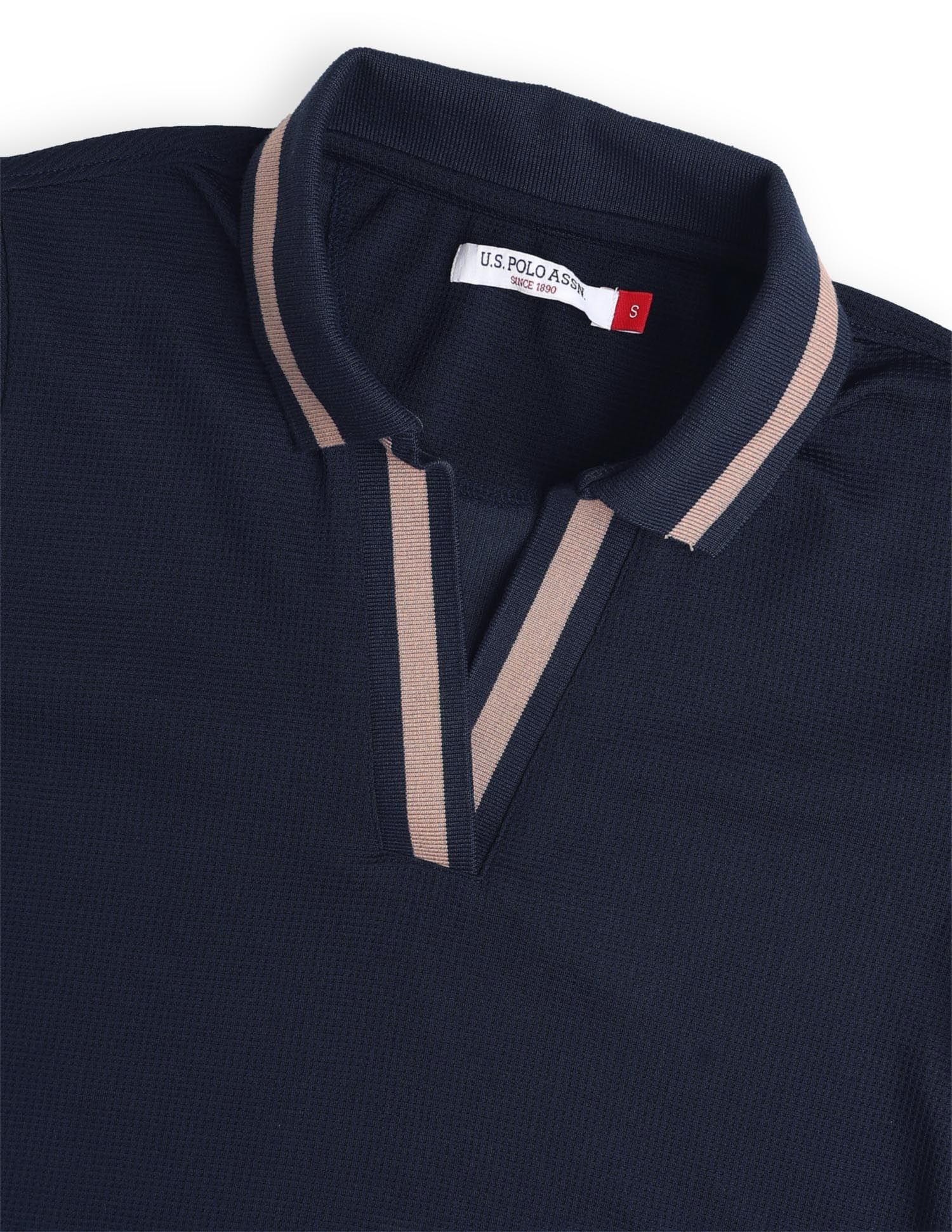 Textured Regular Fit Polo Shirt Blue - U.S. Polo Assn. India | Large