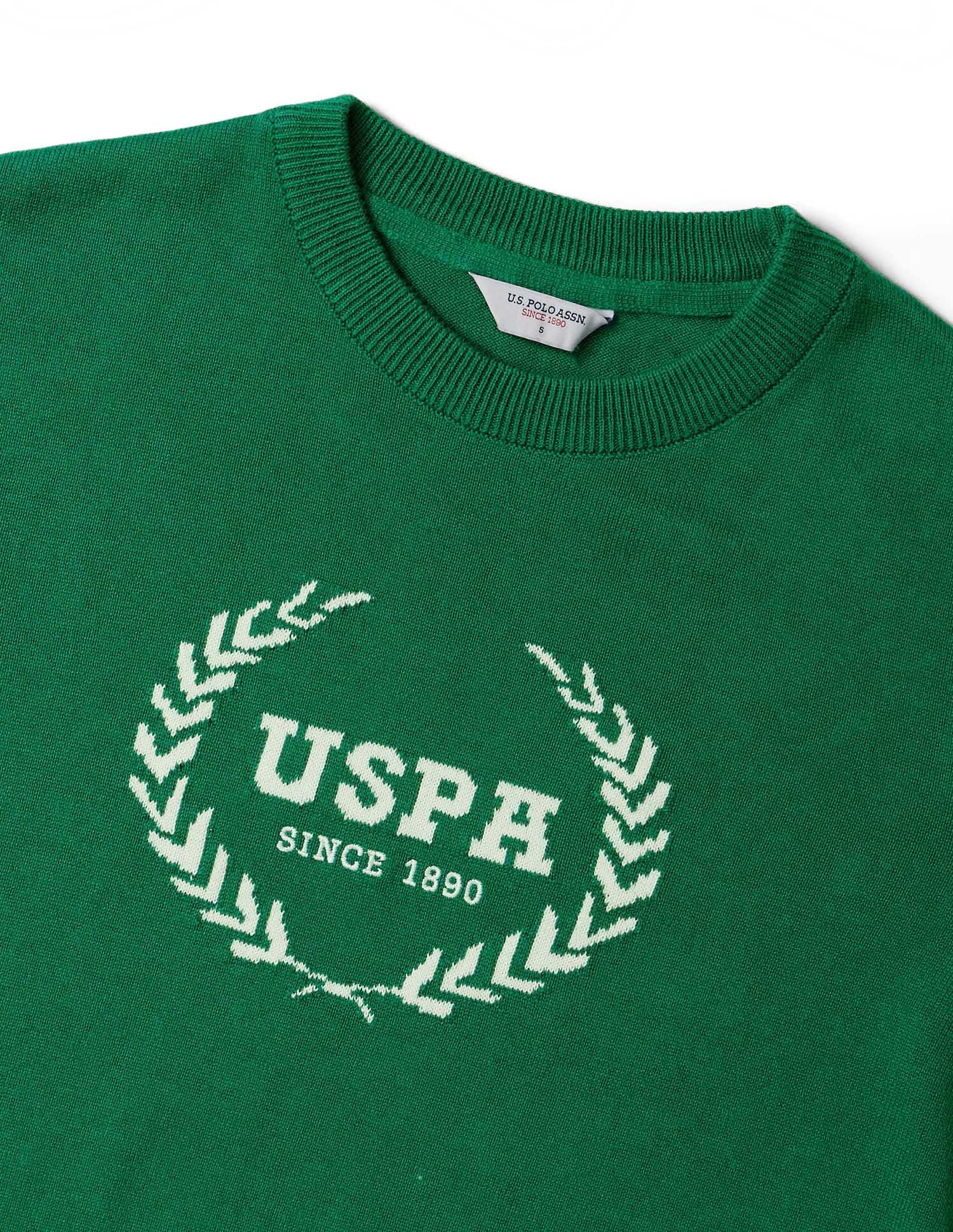 Brand Printed Relaxed Fit Sweater Green - U.S. POLO ASSN. | Large