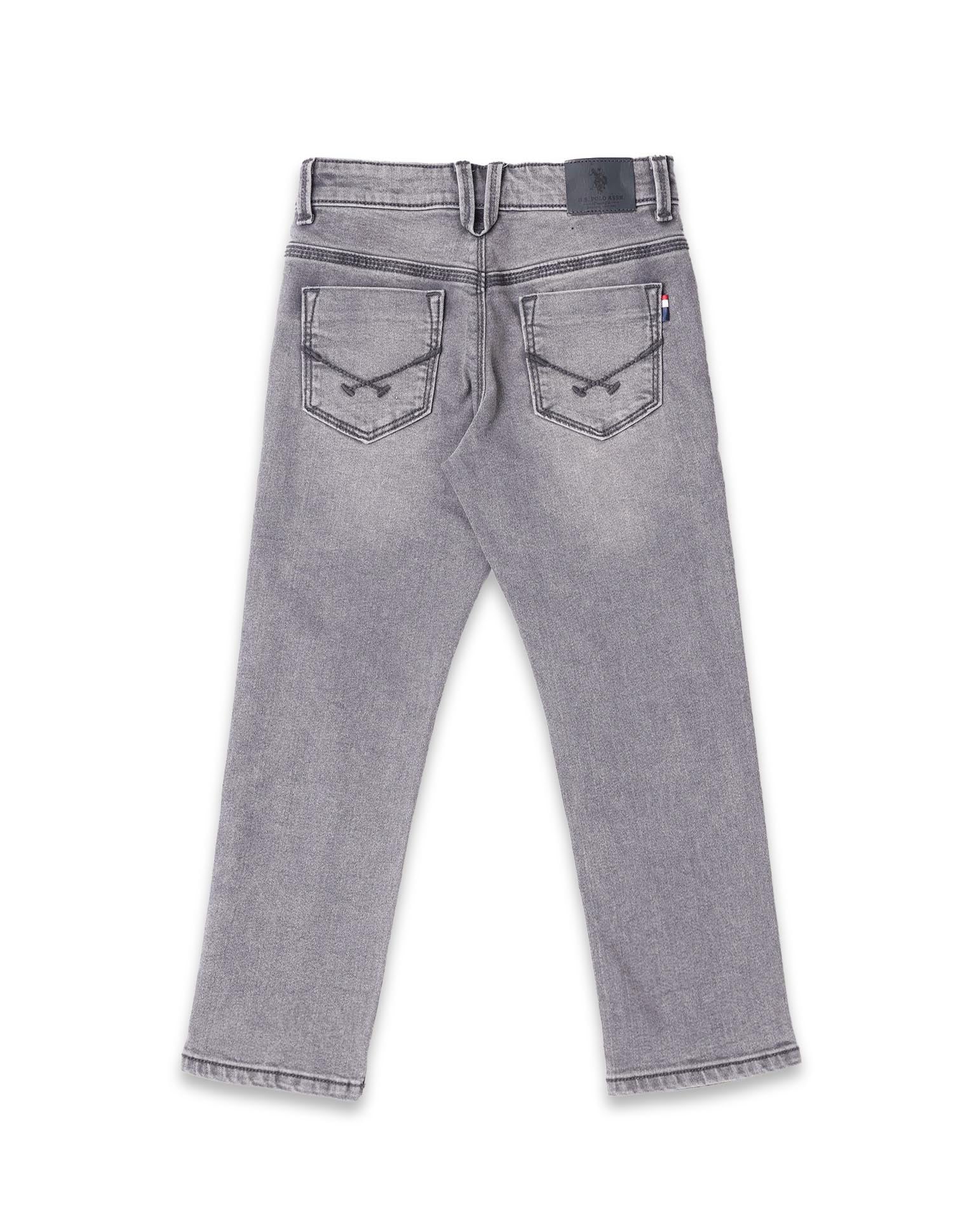 Boys Stone Washed Relaxed Fit Jeans Light Grey - U.S. POLO ASSN. | Large