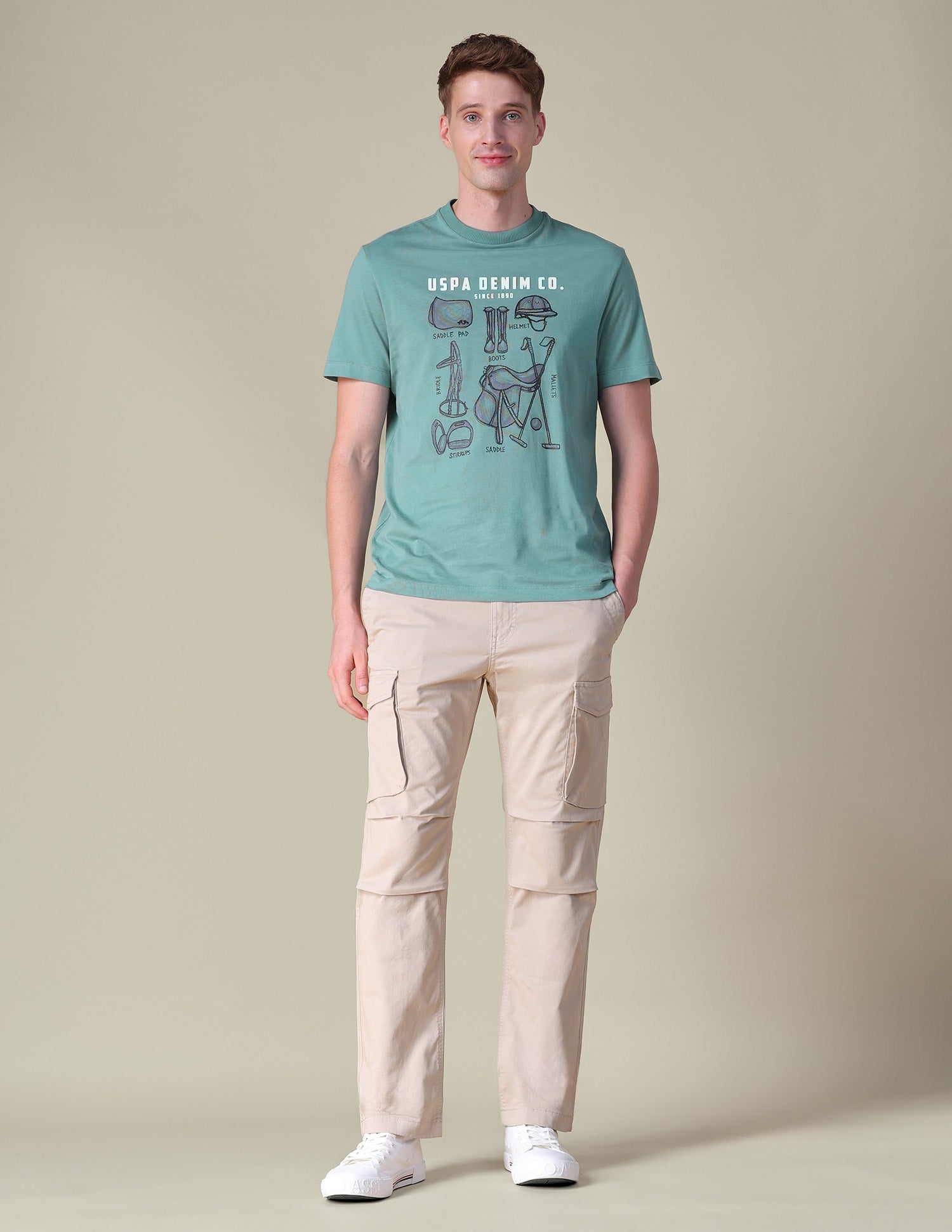 Graphic Brand Printed Slim Fit T-Shirt Light Green - U.S. POLO ASSN. | Large