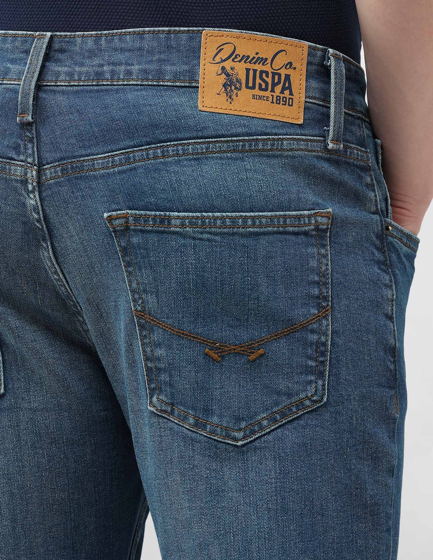 Cole Comfort Cropped Fit Blue Jeans Light Blue - U.S. Polo Assn. India | Large