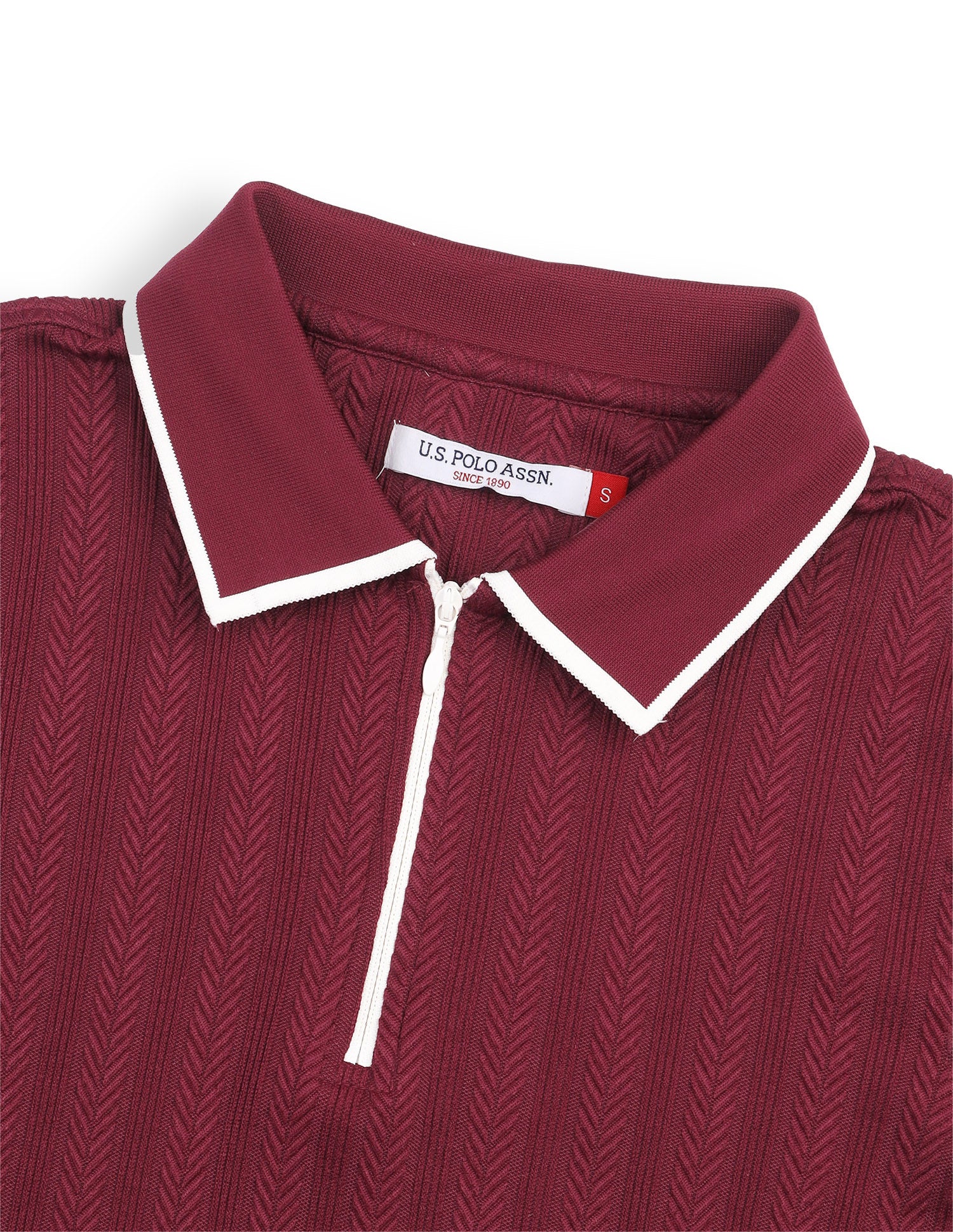 Textured Zipper Polo Shirt Maroon - U.S. Polo Assn. India | Large