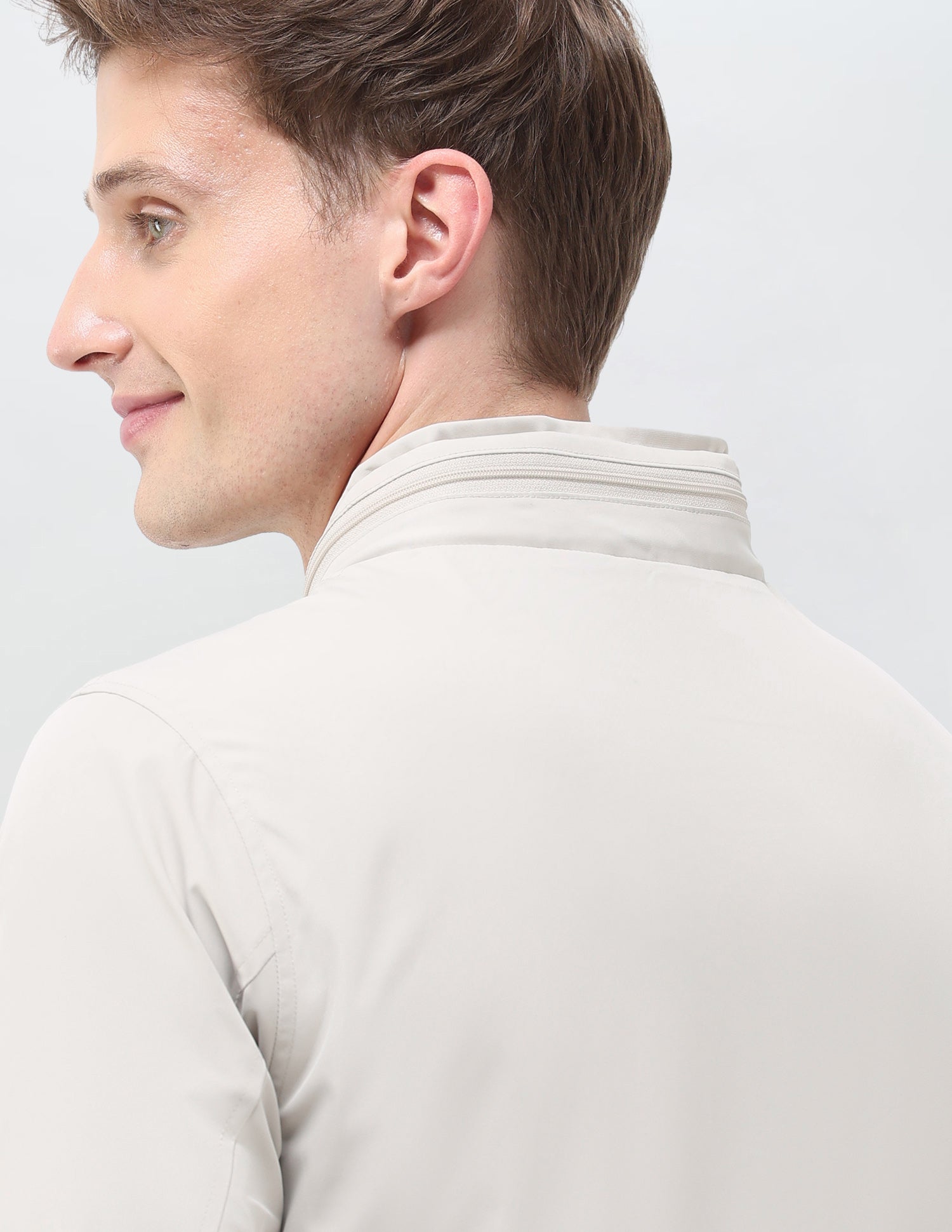 Regular Fit Solid Packable Hood Jacket Ecru - U.S. Polo Assn. India | Large