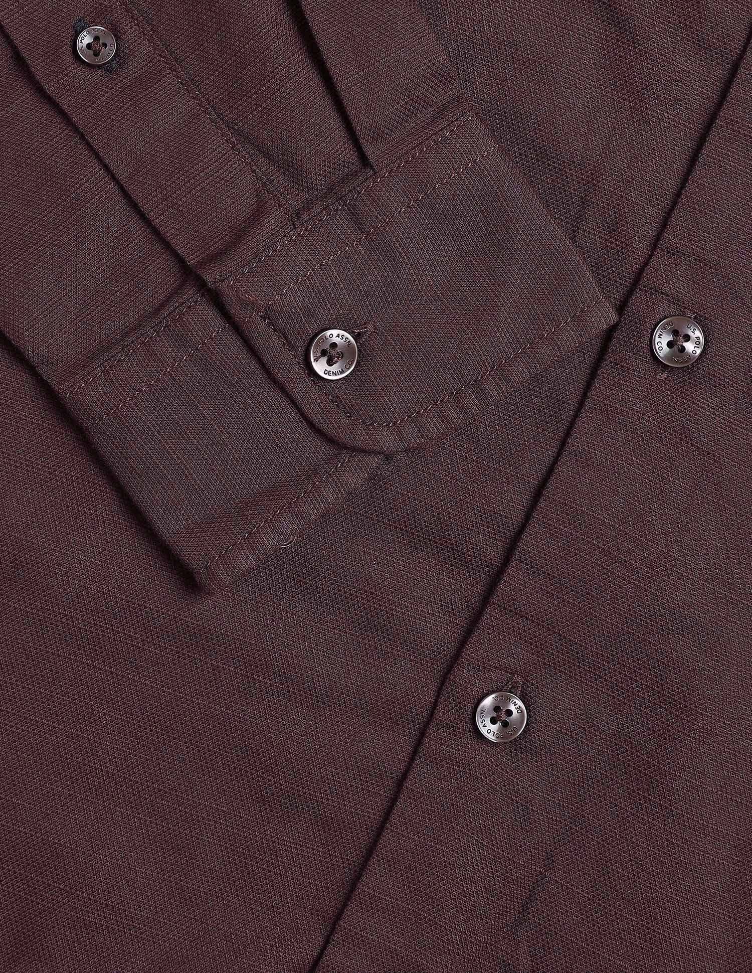 Textured Regular Fit Shirt Wine - U.S. Polo Assn. India | Large