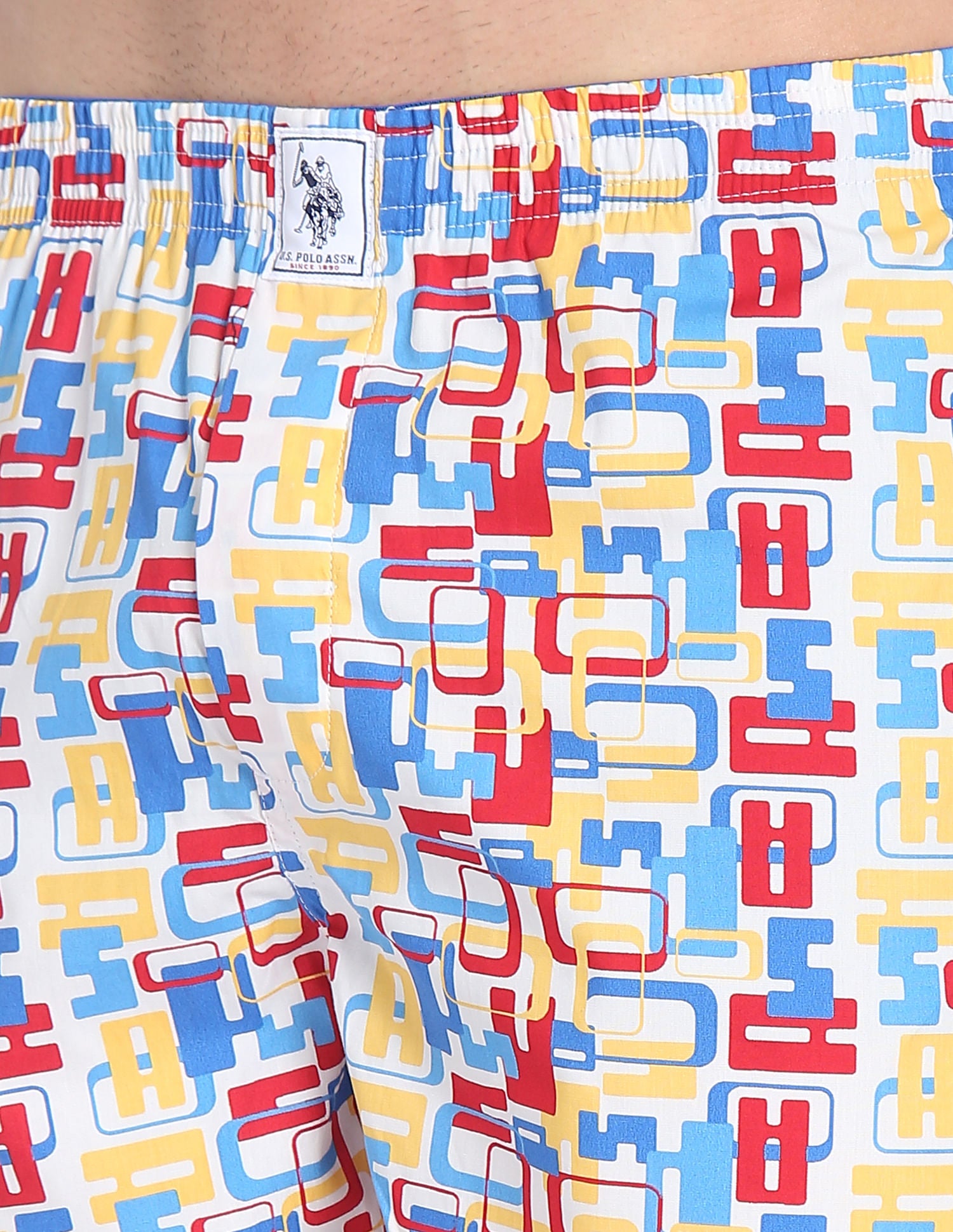 Back Pocket All Over Print IYAC Boxers - Pack Of 1 White and Red - U.S. POLO ASSN. | Large