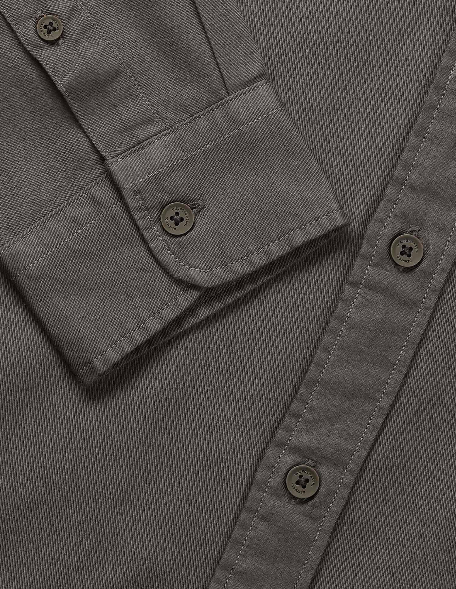 Solid Cavalry Twill Shirt Olive - U.S. Polo Assn. India | Large