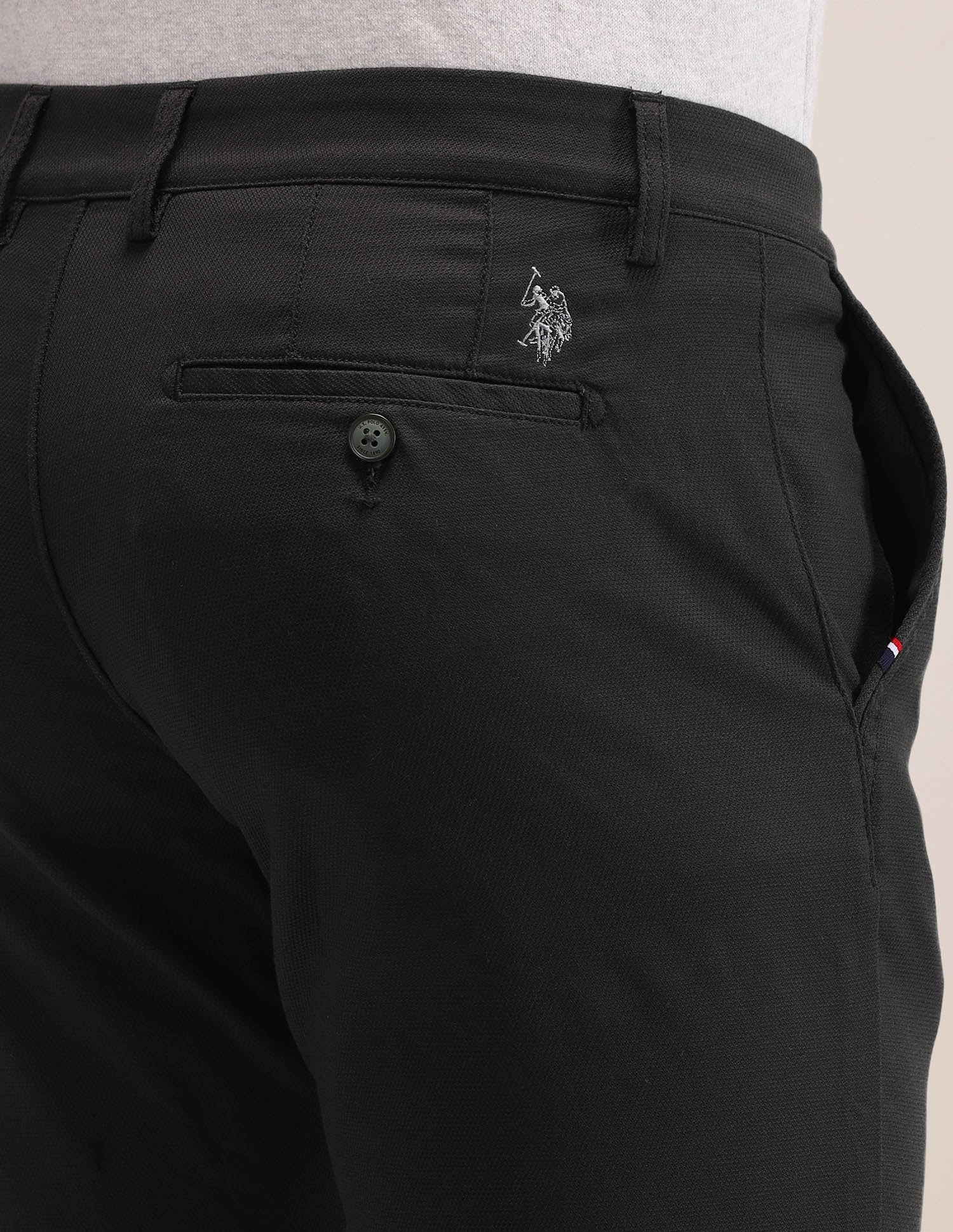 Austin Slim Fit Solid Trousers Dark Olive - U.S. POLO ASSN. | Large