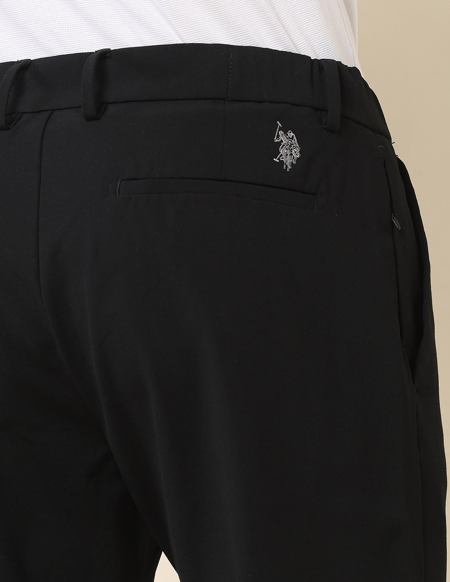 Henry Tapered Fit Solid Trousers Black - U.S. Polo Assn. India | Large