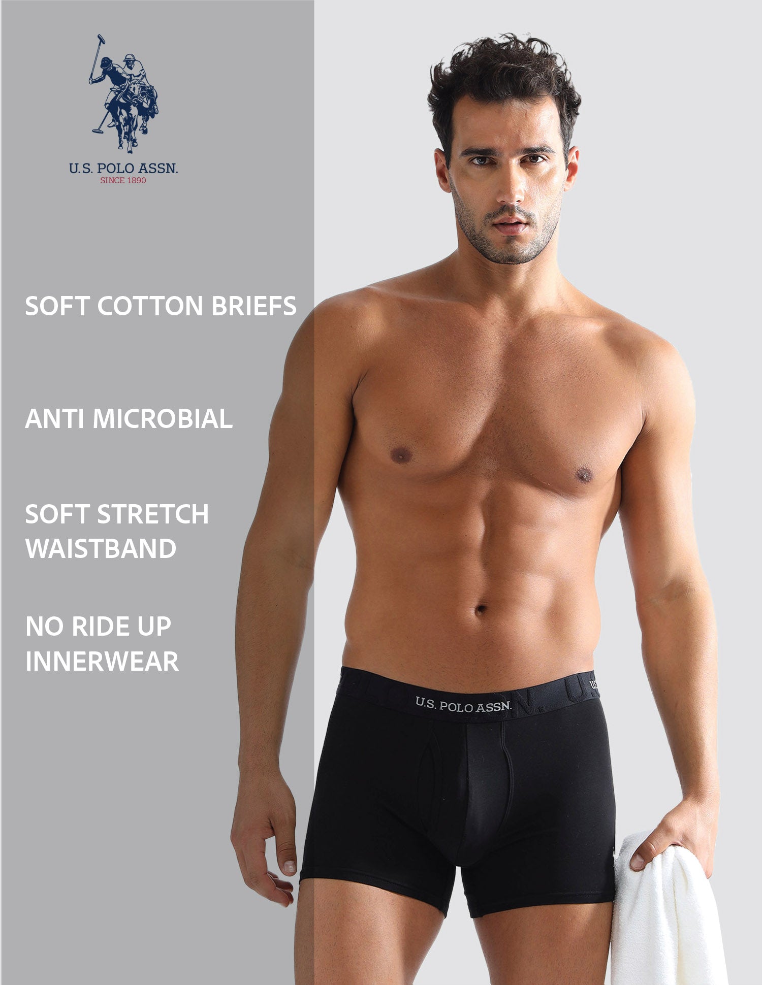 Anti Microbial Solid ET007 Trunks - Pack of 1 Black - U.S. POLO ASSN. | Large