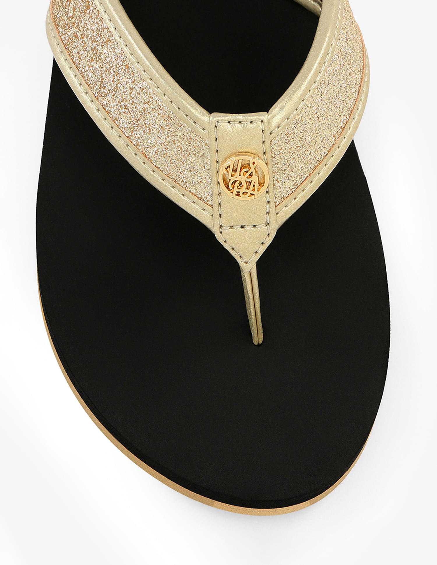 Kirei Glitter Flip Flops Black - U.S. Polo Assn. India | Large