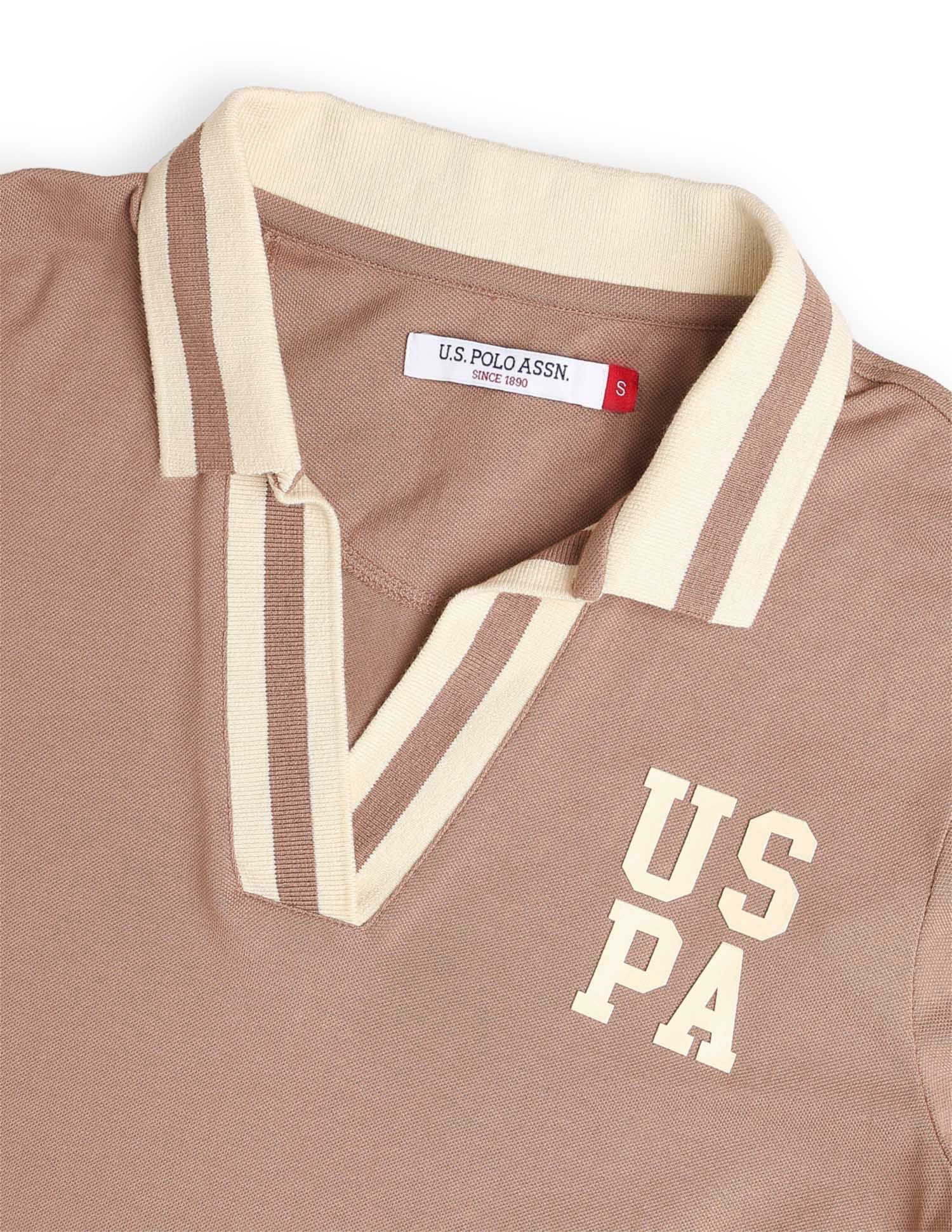 Regular Fit Solid Polo Shirt Brown - U.S. Polo Assn. India | Large