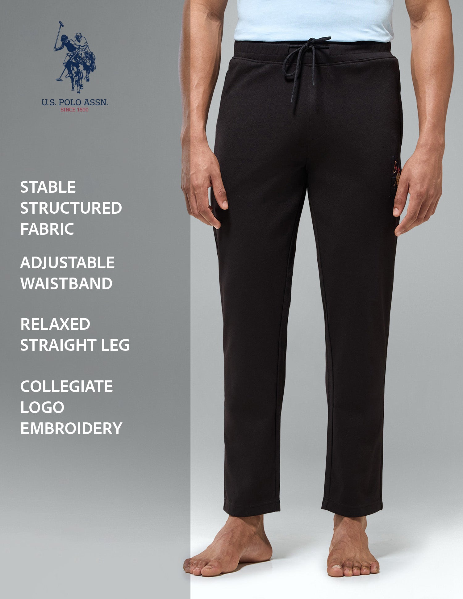 Relaxed Fit Mid Rise OR009 Track Pants Black - U.S. Polo Assn. India | Large