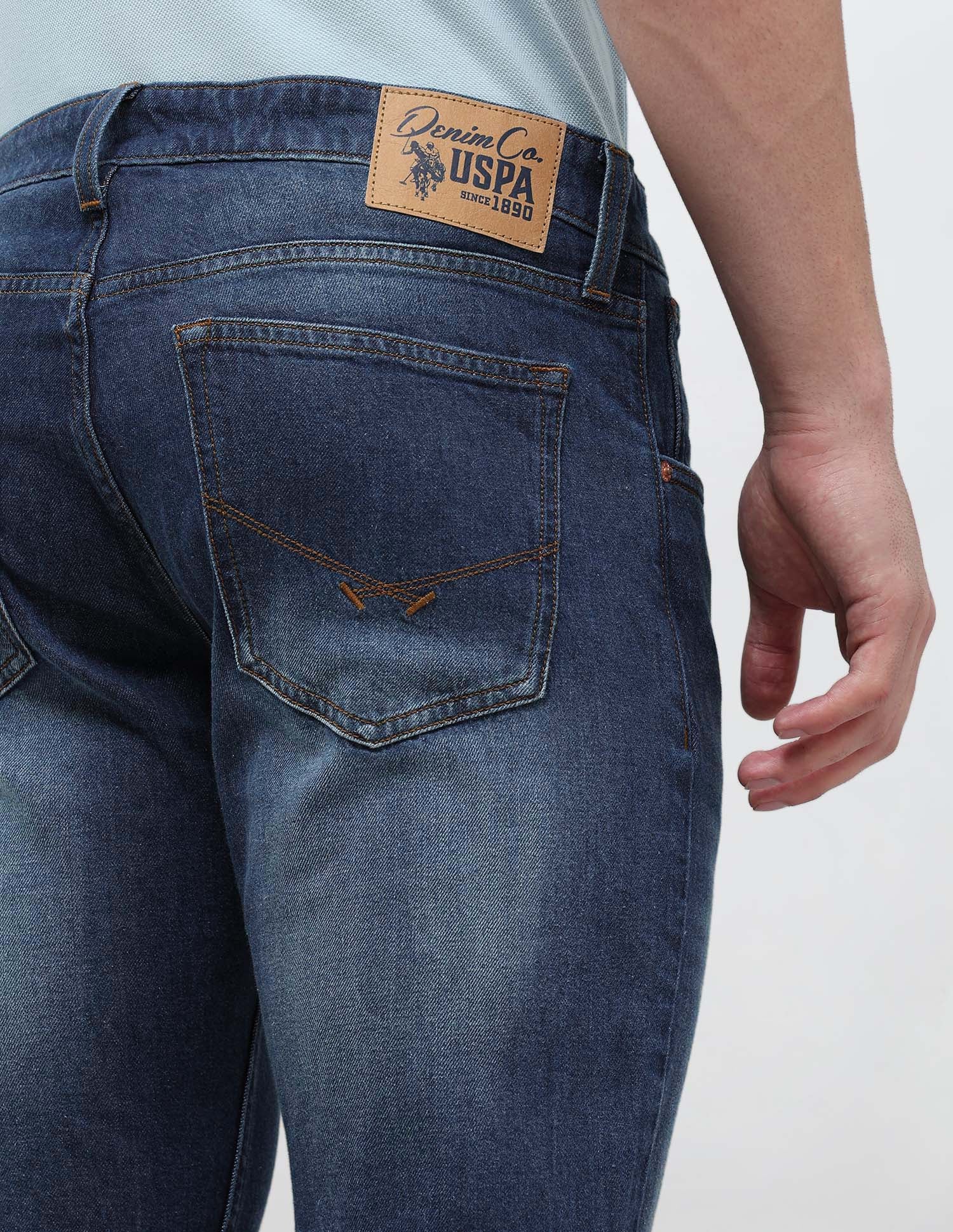 Brandon Slim Tapered Fit Whiskered Jeans Indigo - U.S. POLO ASSN. | Large