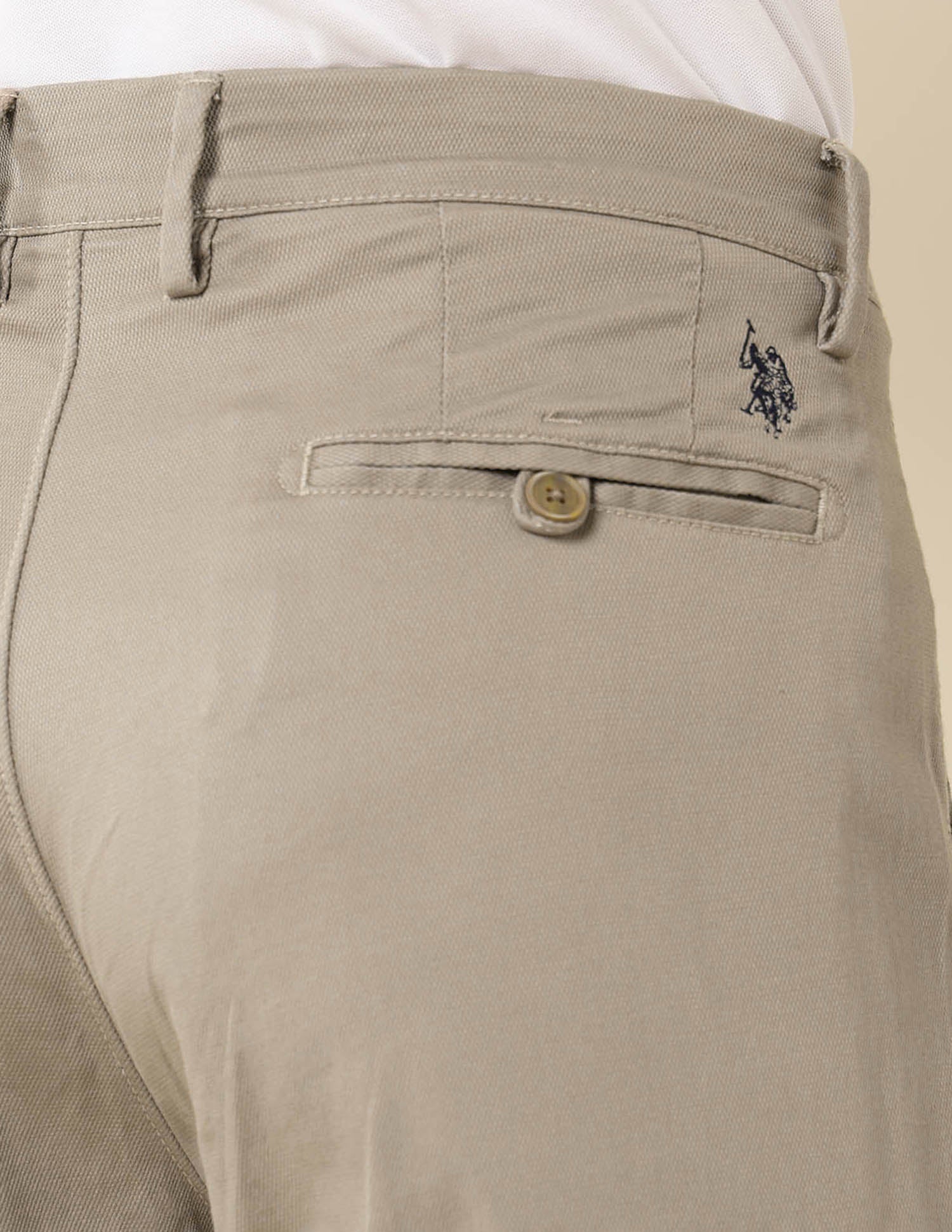 Solid Riley Straight Fit Twill Trousers Khaki - U.S. POLO ASSN. | Large