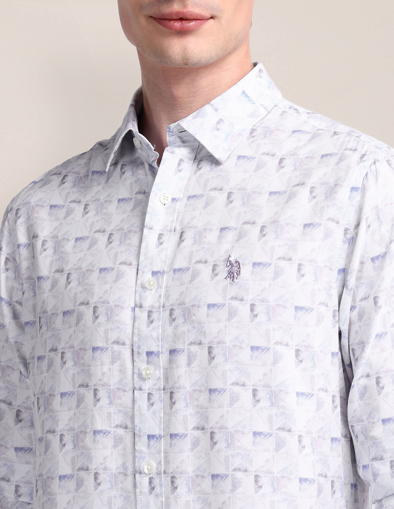 Tailored Fit Abstract Shirt White - U.S. Polo Assn. India | Large
