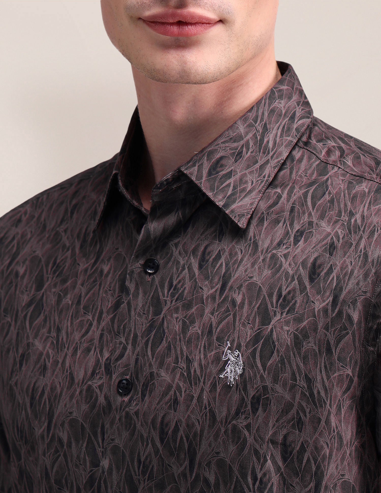 Satin Digital Print Shirt Dark Purple - U.S. Polo Assn. India | Large