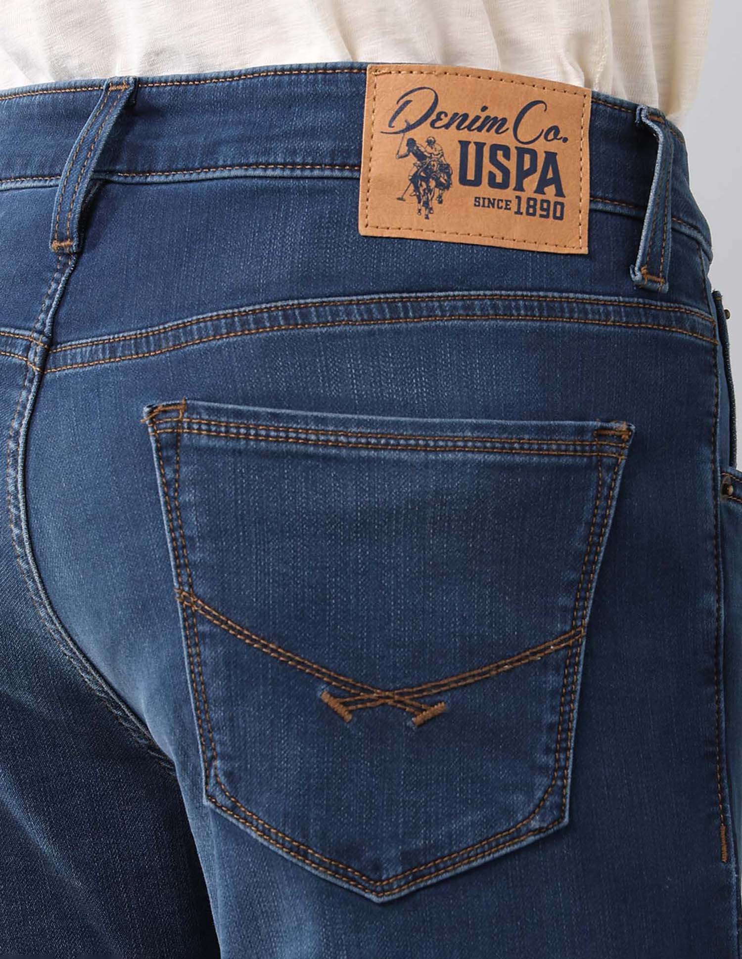 Brandon Slim Tapered Fit Blue Super Stretch Jeans Dark Wash - U.S. Polo Assn. India | Large