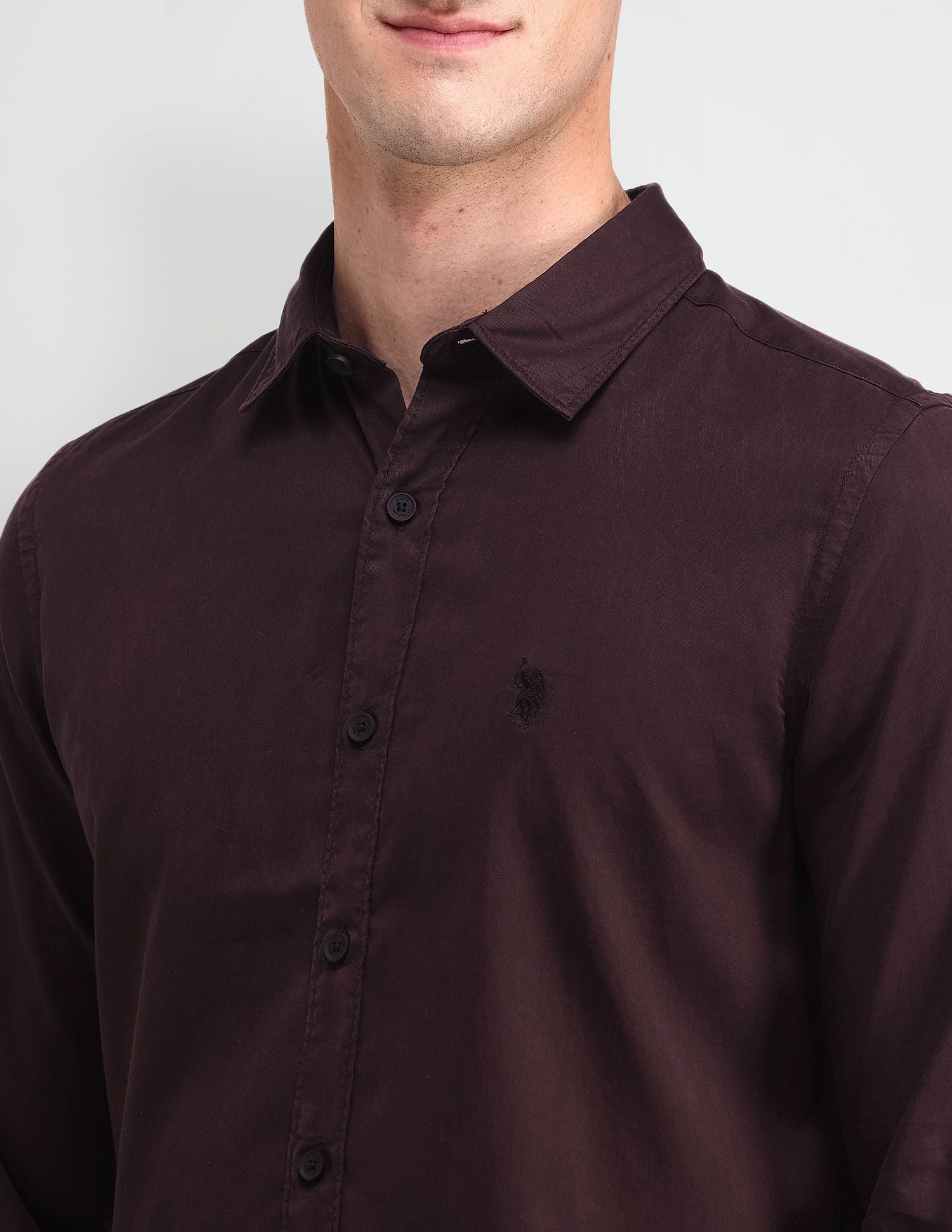 Slim Fit Solid Shirt Wine - U.S. POLO ASSN. | Large