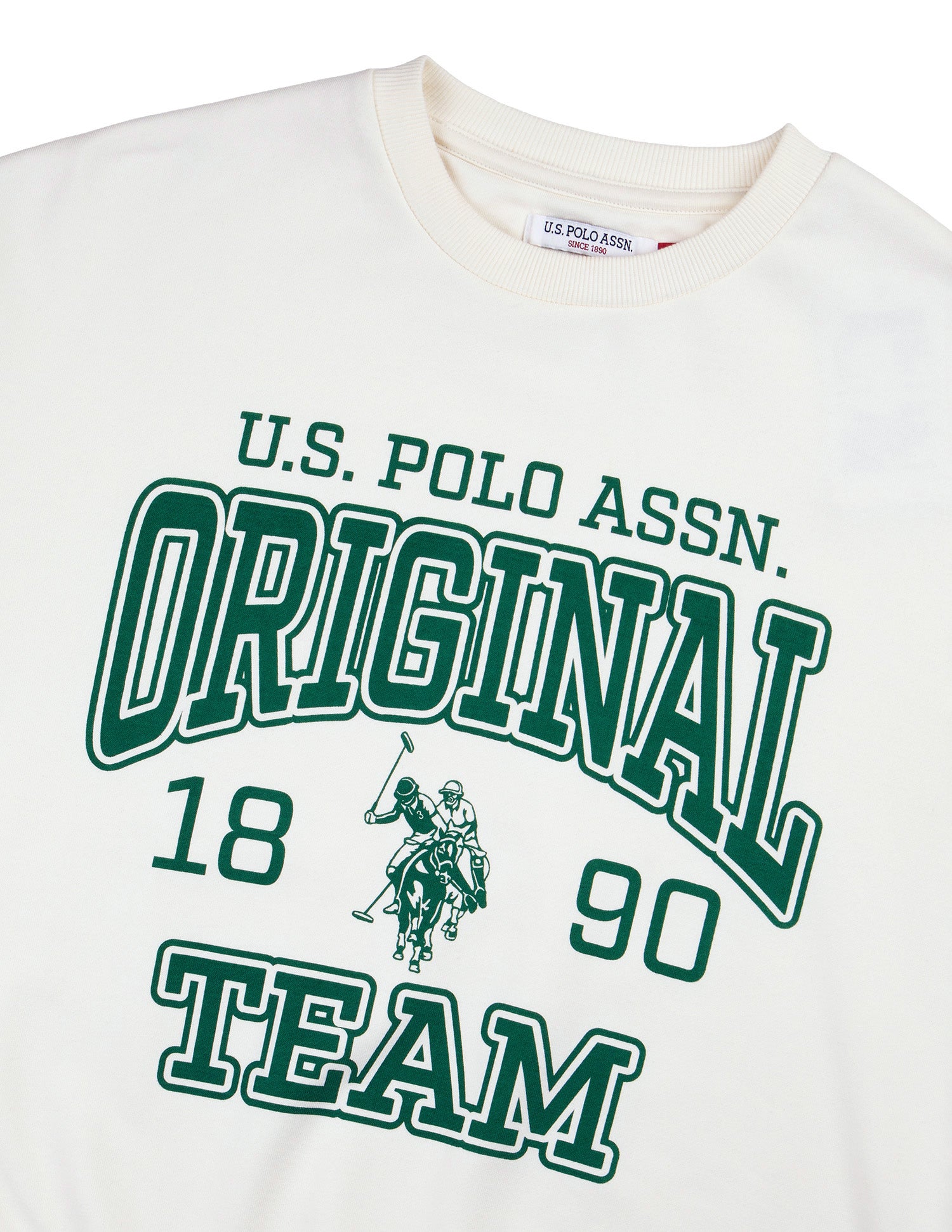 Graphic Brand Printed Relaxed Fit Sweatshirt Off White - U.S. Polo Assn. India | Large