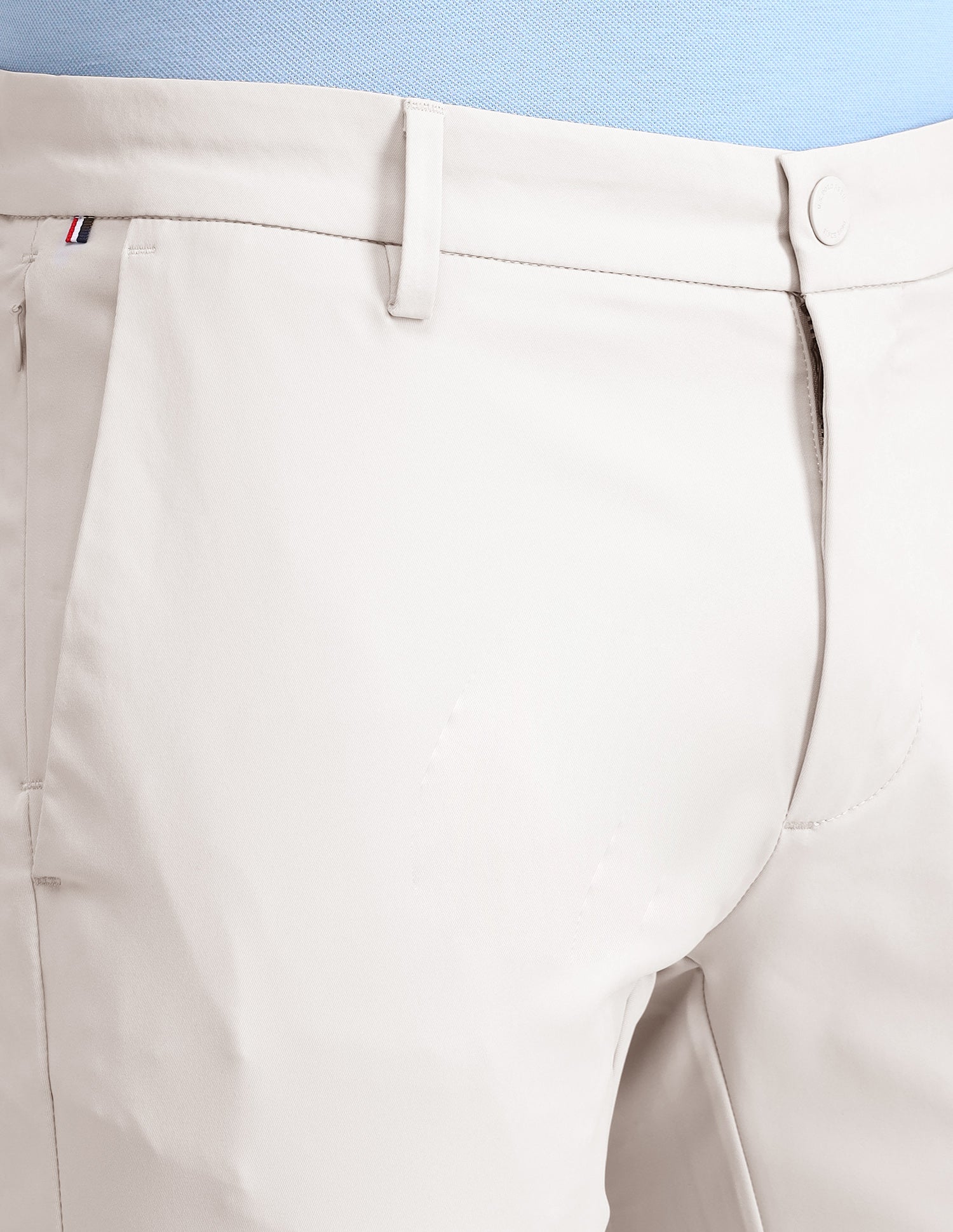 Austin Slim Fit Solid Trousers Ecru - U.S. Polo Assn. India | Large