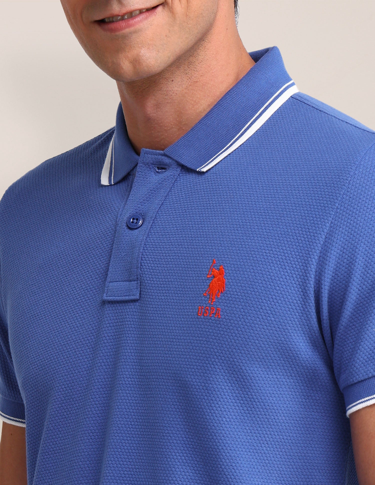 Cotton Slim Fit Polo Shirt Blue - U.S. Polo Assn. India | Large