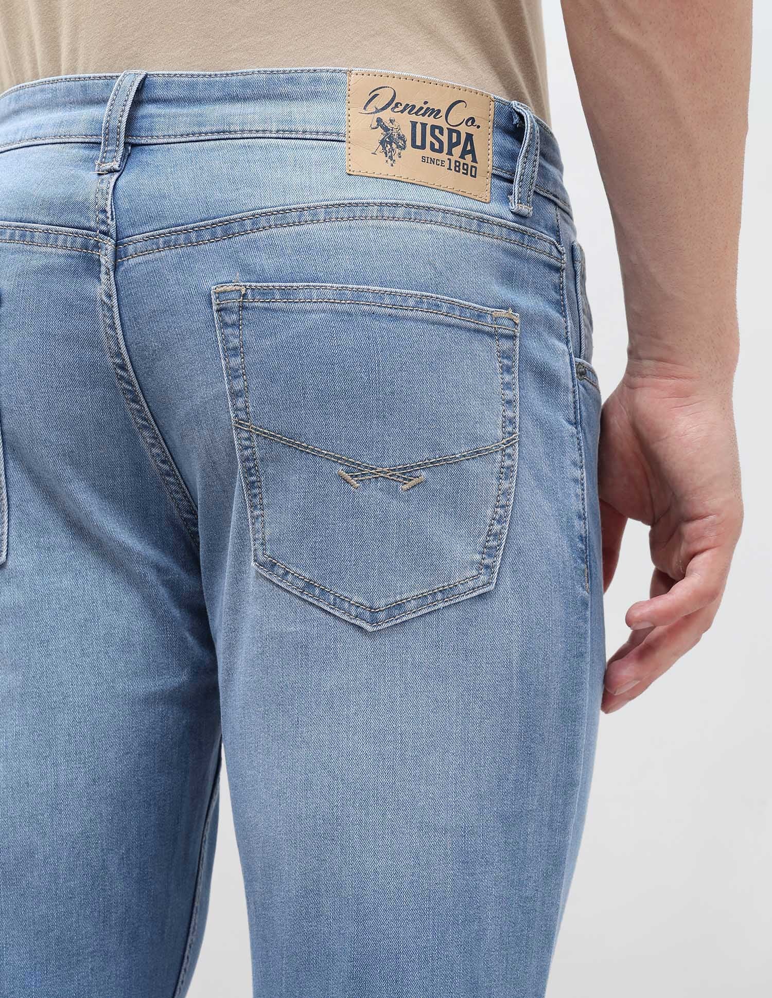 Brandon Slim Tapered Fit Blue Jeans Light Indigo - U.S. POLO ASSN. | Large