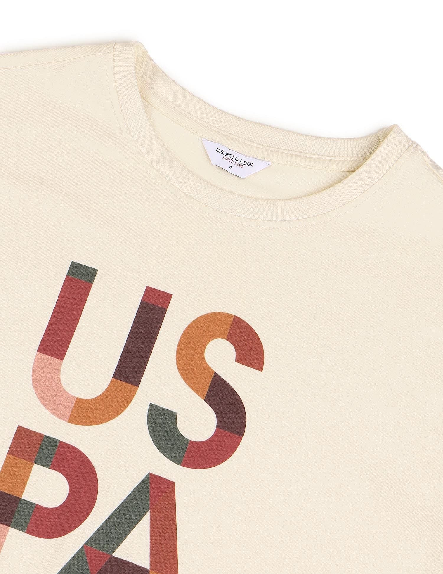 Boyfriend Fit Brand Printed T-Shirt Ecru - U.S. POLO ASSN. | Large