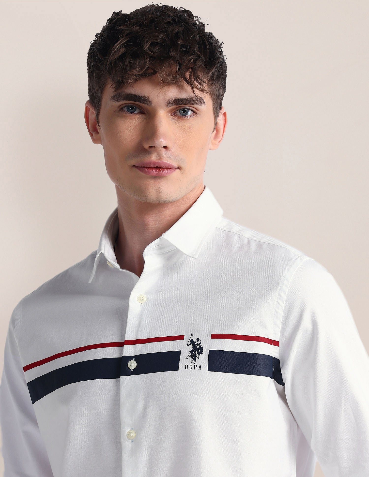 Semi-Cutaway Collar Long Sleeve Shirt White - U.S. POLO ASSN. | Large