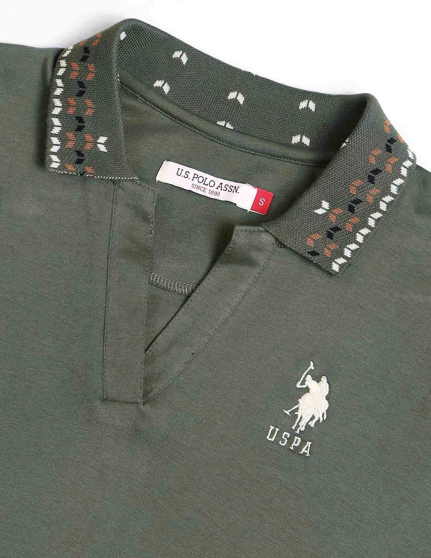 Boxy Fit Solid Polo Shirt Dark Olive - U.S. POLO ASSN. | Large